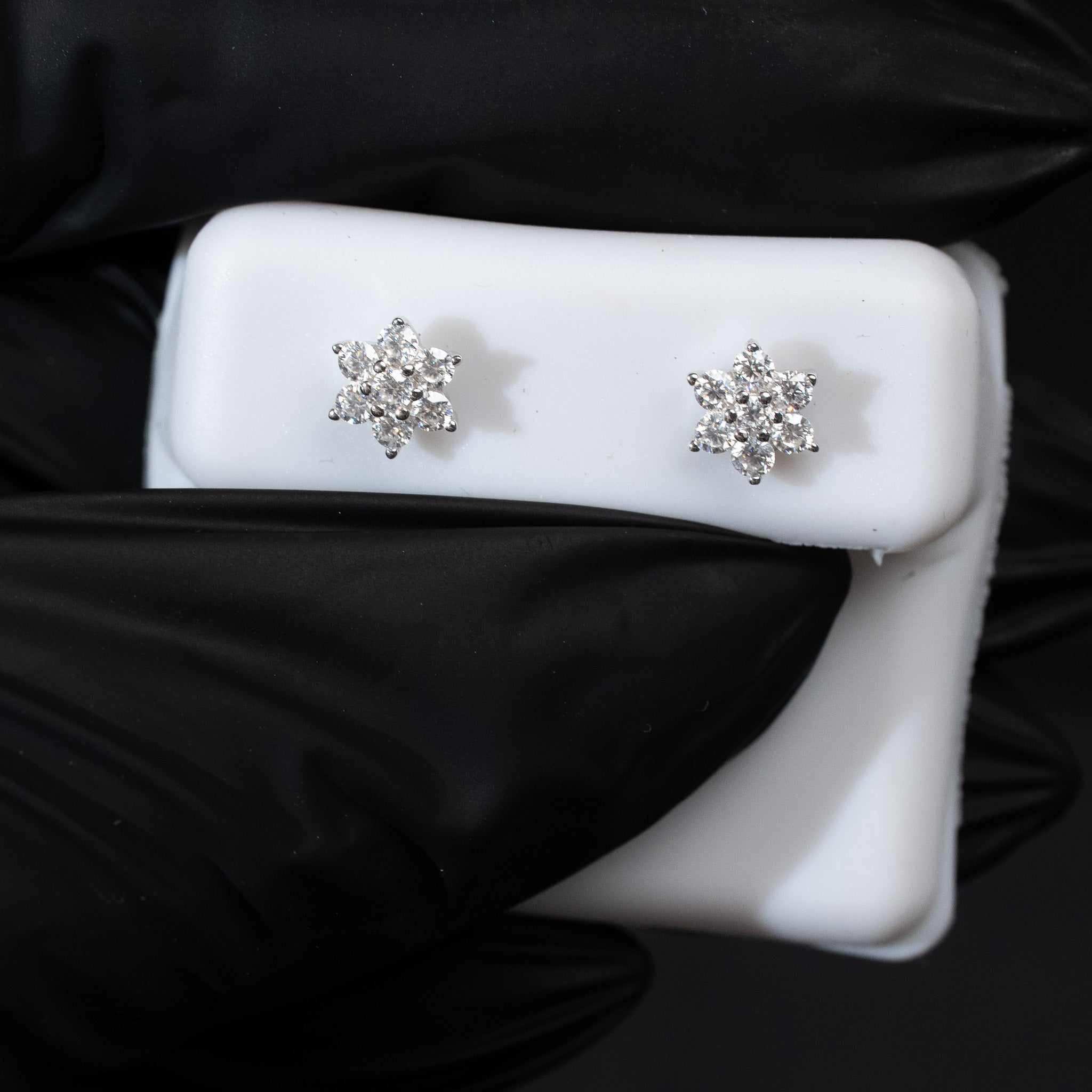Moissanite 0.5ct Flower Stud Earrings 925 Sterling Silver Screw Back