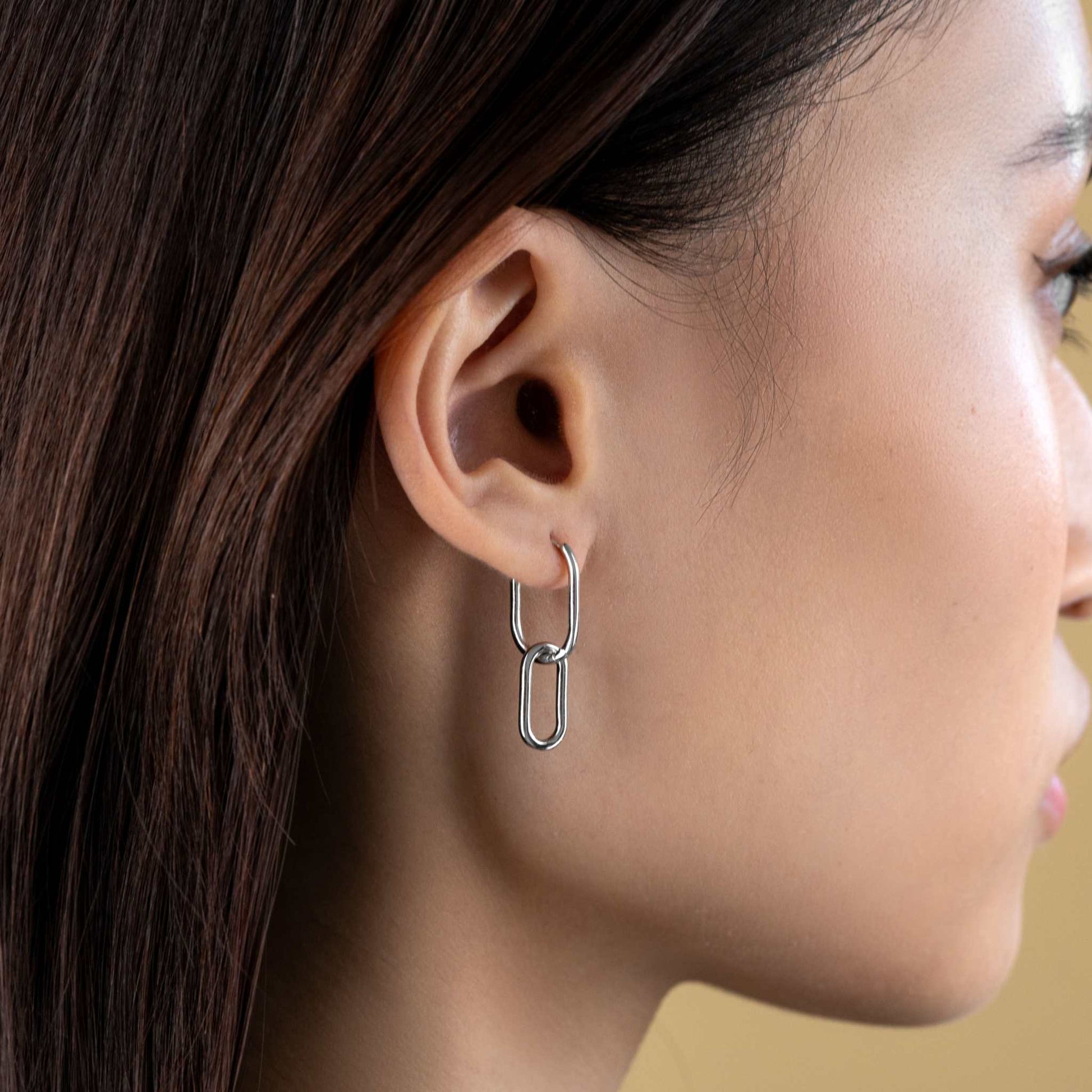 Sterling silver link earrings with a delicate chain design.