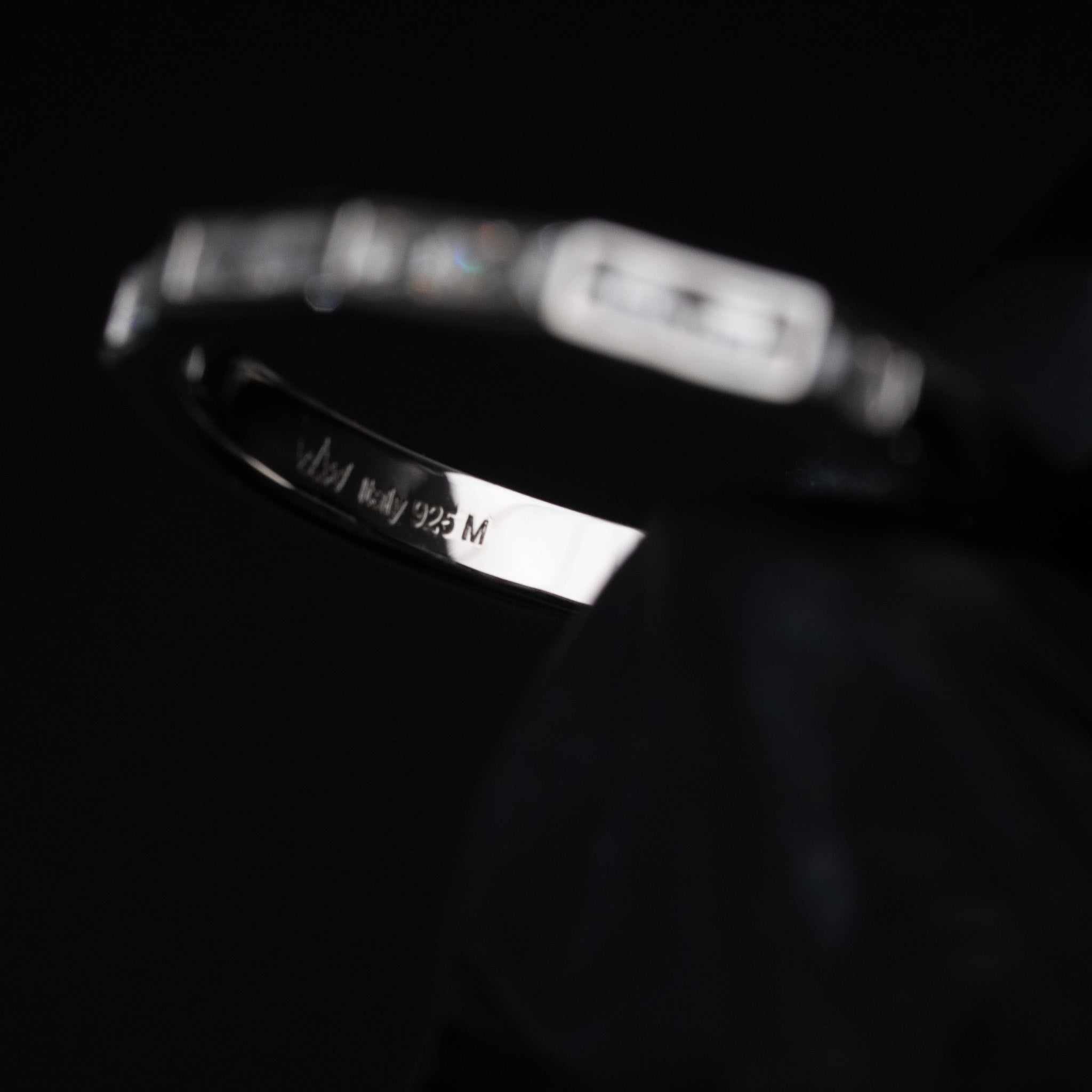 Moissanite Solid 925 Sterling Silver Half Eternity Baguette Ring Baguette Cut Women Band