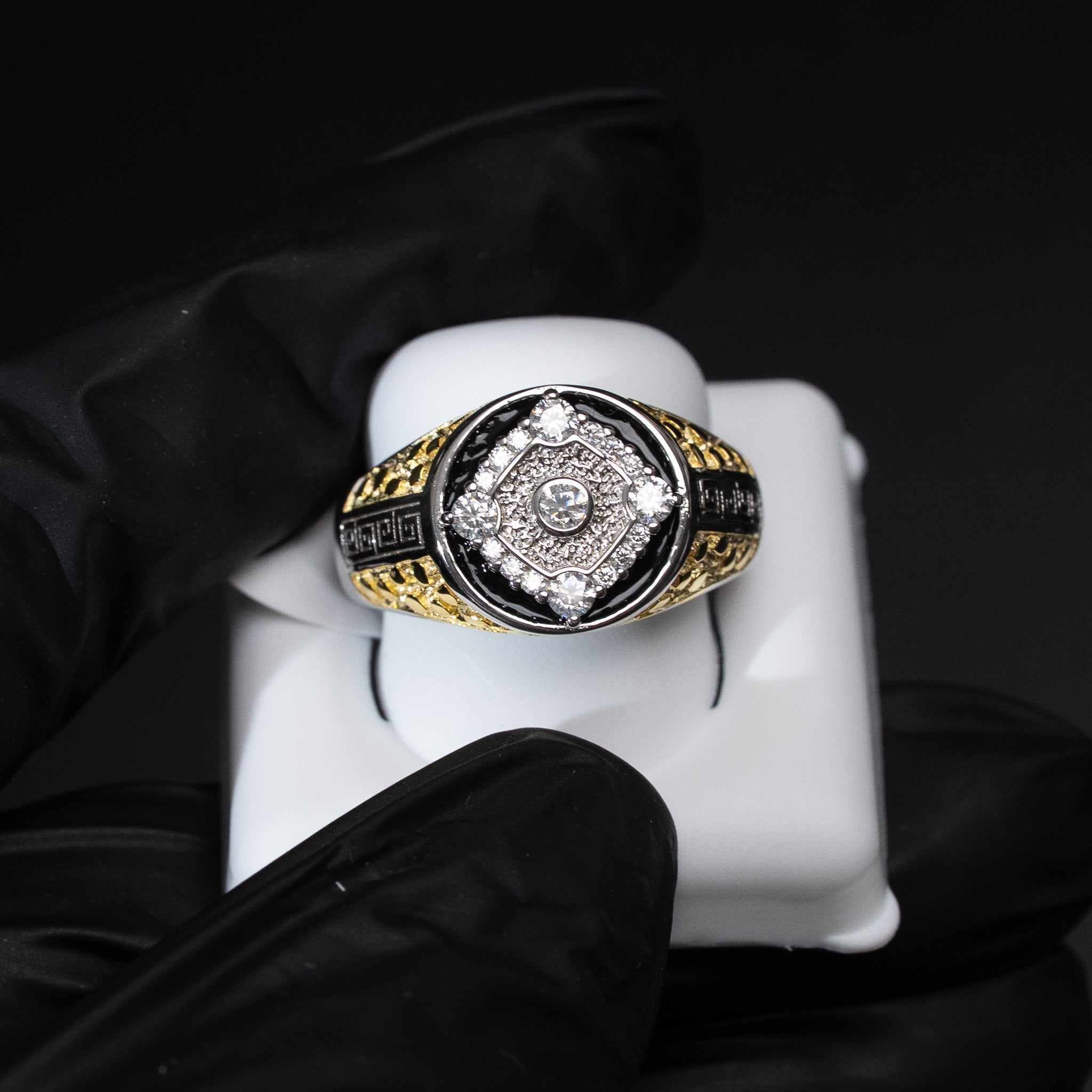 Men’s Three-Tone Moissanite Nugget Ring – 0.5 Carat