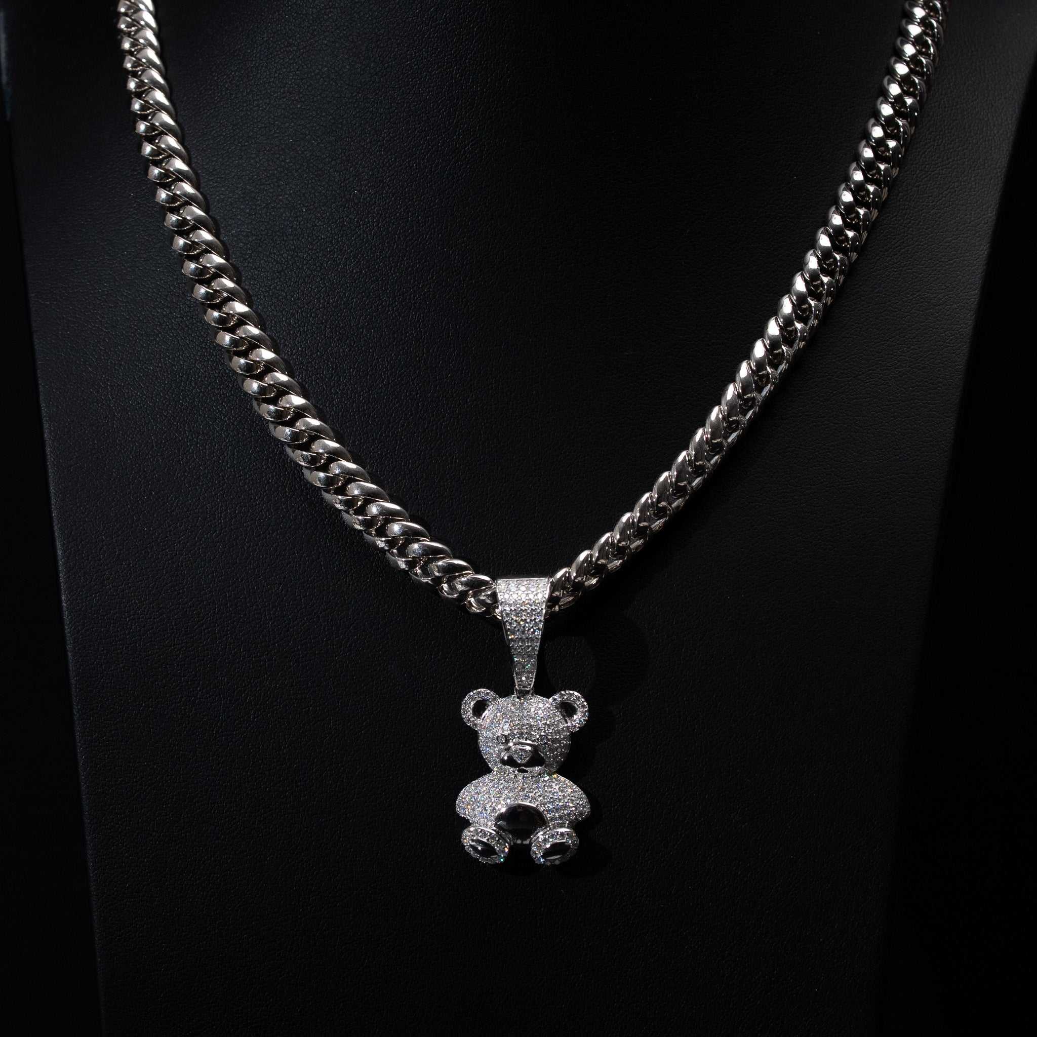 Teddy Bear Moissanite Solid 925 Sterling Silver Pendant