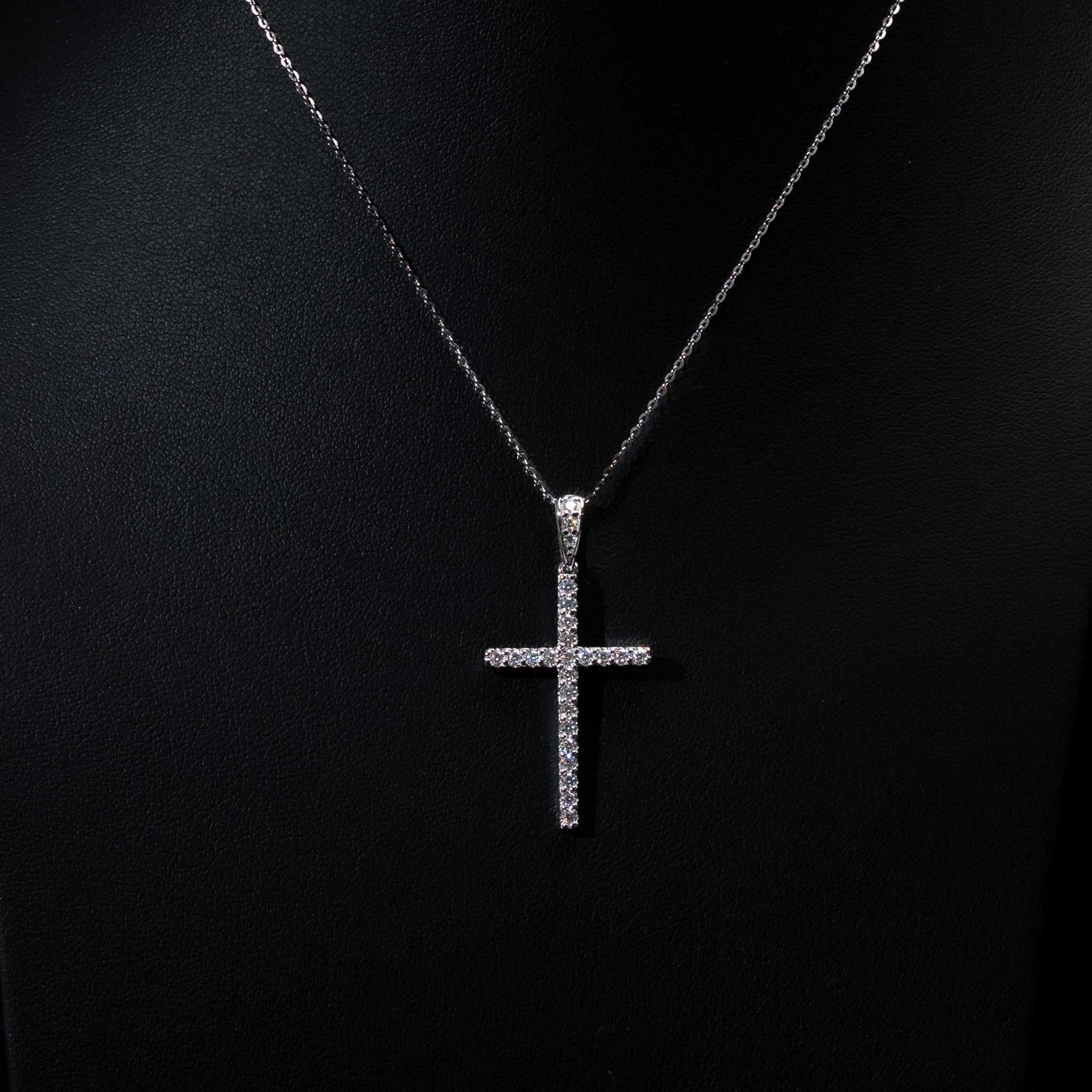 Moissanite Cross Necklace for Women – 925 Sterling Silver