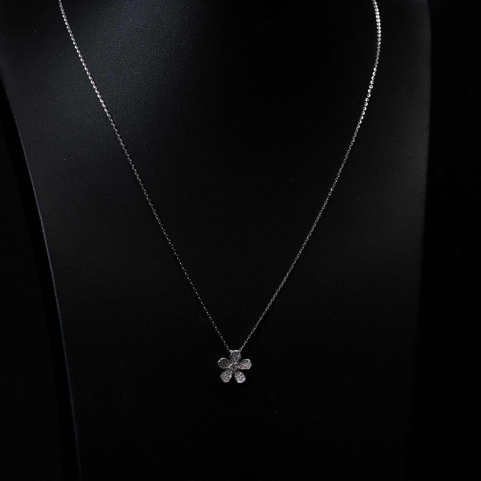 [PRIMAUTE] 韓国☆925 Silver☆Black mid flower Necklace Flower of Life Doubled Pendant on Cable Chain Necklace