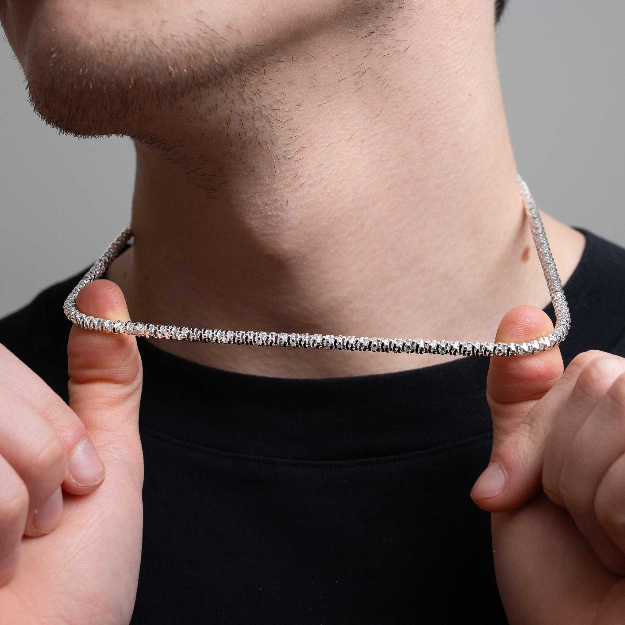 4MM Diamond Cut Sparkle Rock Chain 925 Sterling Silver