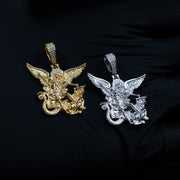 Moissanite Saint Michael The Archangel Pendant 925 Sterling Silver/14K Gold Plated