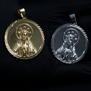 Virgin Mary Medallion Pendant Real 925 Sterling Silver Rhodium/14K Gold Plated