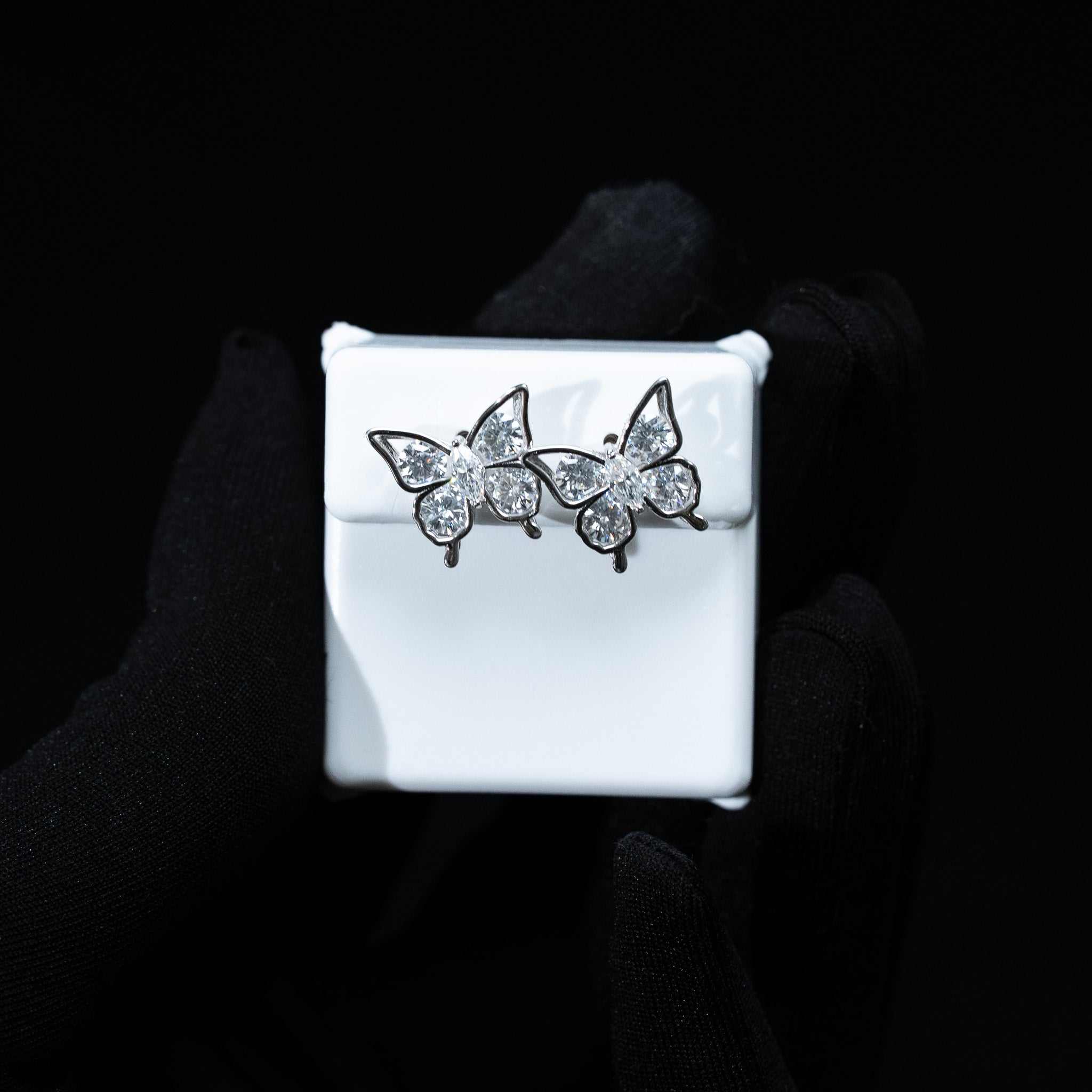 Moissanite Masquise & Round Cut Butterfly Stud Earrings 925 Sterling Silver
