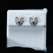 Lion Head Moissanite Stud Earrings – 0.13 TCW 925 Sterling Silver VVS1 D Color Screw Back