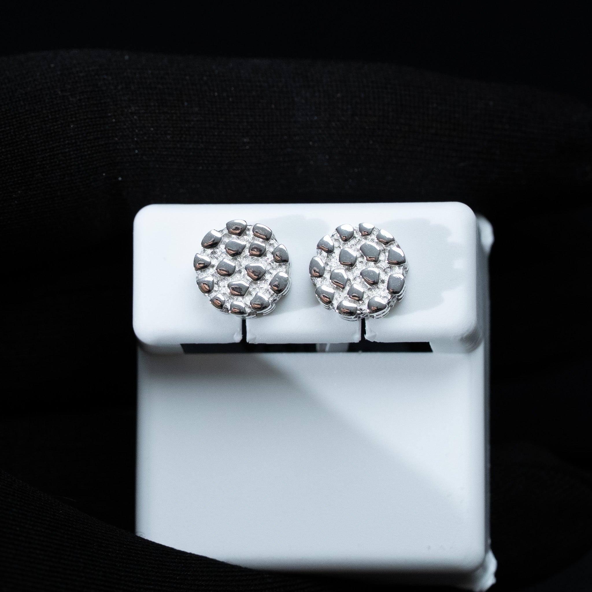 Men’s Nugget Earrings – Solid 925 Sterling Silver 10mm Screw Back