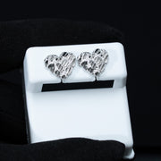 Heart Shaped Nugget Earrings – 925 Sterling Silver Screw Back