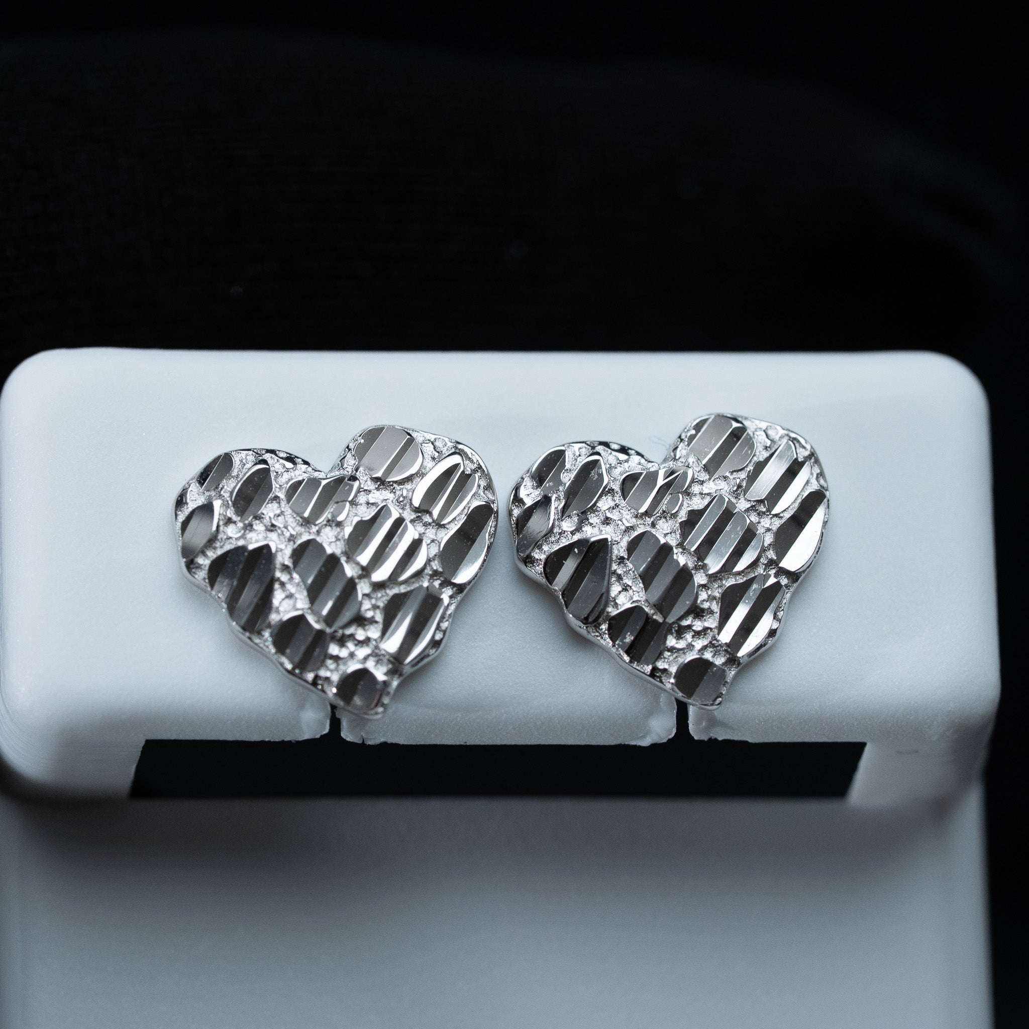 Heart Shaped Nugget Earrings – 925 Sterling Silver Screw Back