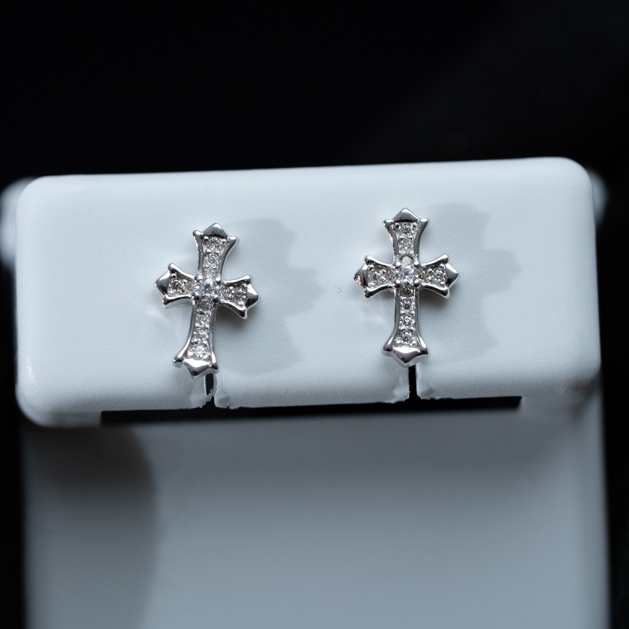 Small Cross Moissanite Stud Earrings – 0.10 TCW 925 Sterling Silver Religious Screw Back