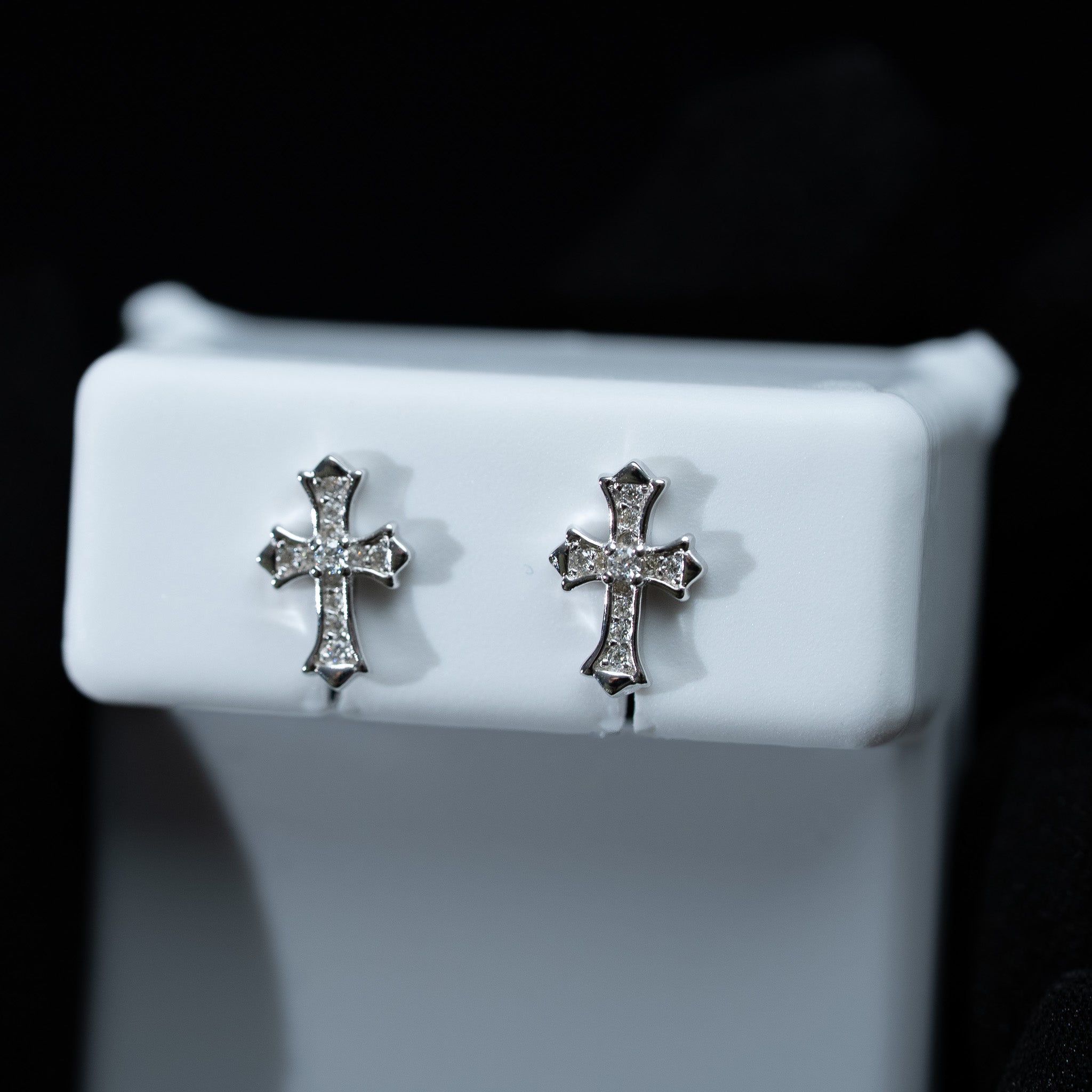 Small Cross Moissanite Stud Earrings – 0.10 TCW 925 Sterling Silver Religious Screw Back