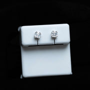 Asscher cut moissanite stud earrings 0.6 carat in 925 sterling silver with screw back closure