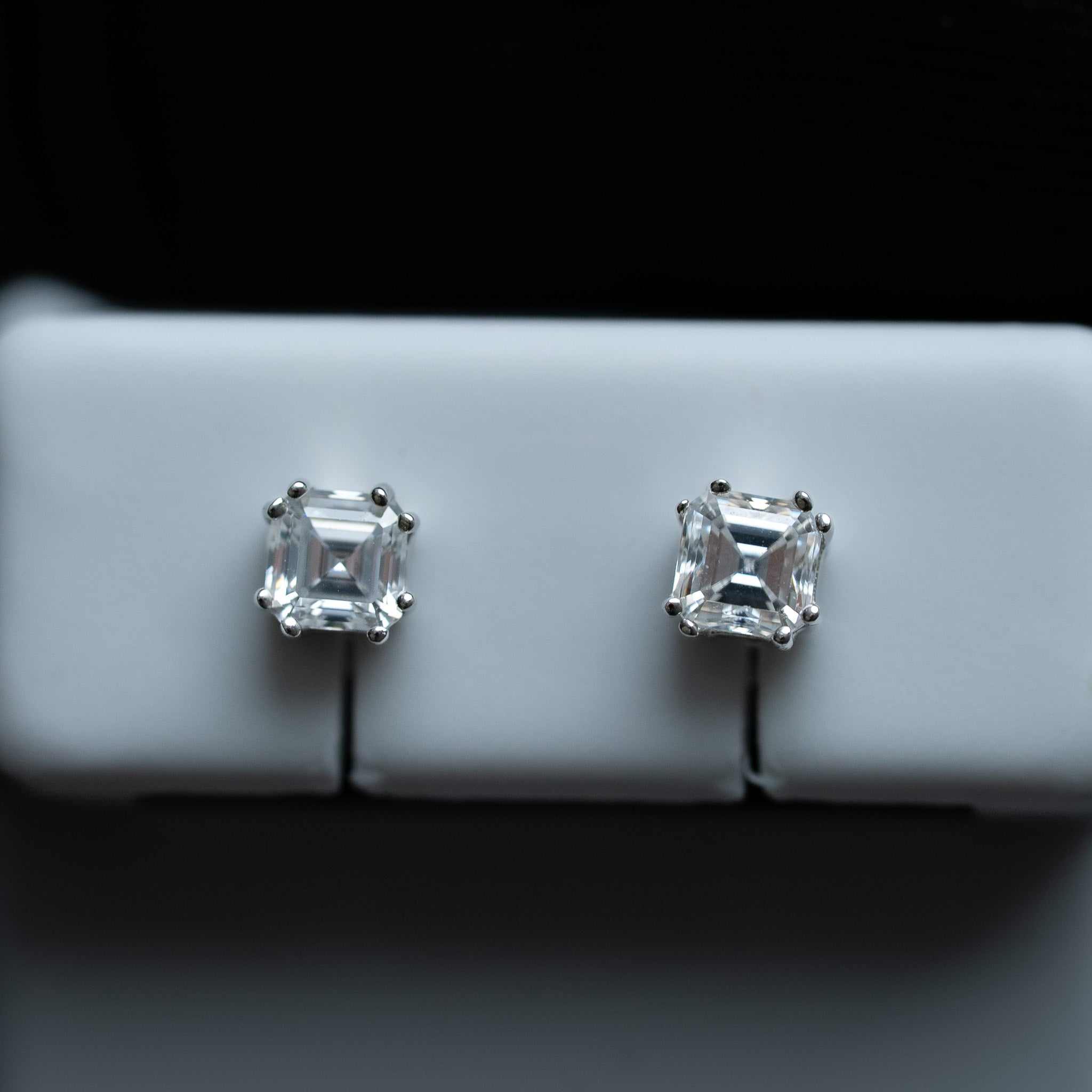 Asscher Cut Moissanite Stud Earrings – 0.60 TCW 925 Sterling Silver VVS1 D Color Screw Back