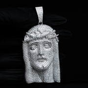 Moissanite Jesus Piece Head Fully Iced Pendant 925 Sterling Silver (Multiple Sizes)
