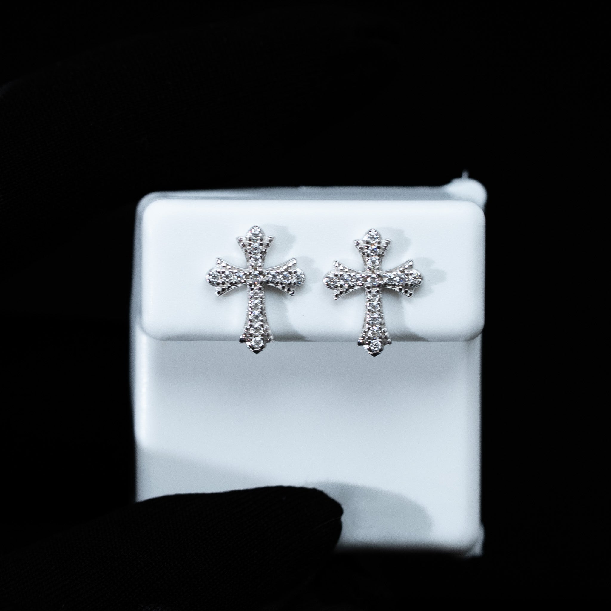 Moissanite Cross Stud Earrings – 0.18 TCW 925 Sterling Silver VVS1 D Color Screw Back
