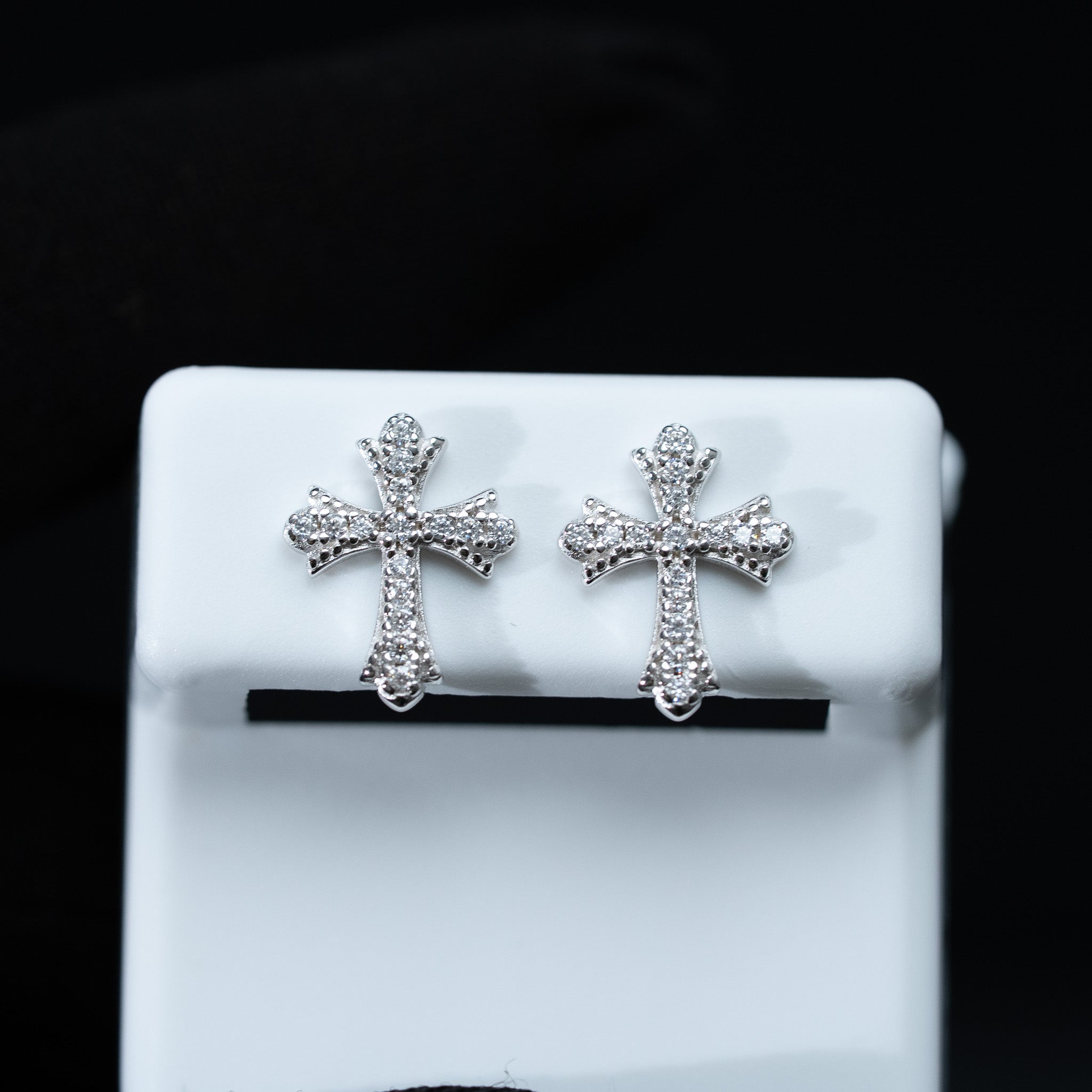 Moissanite Cross Stud Earrings – 0.18 TCW 925 Sterling Silver VVS1 D Color Screw Back