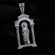 San Judas Tadeo Moissanite Pendant 925 Sterling Silver
