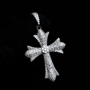 Moissanite Chrome Cross Pendant Baguette Solid 925 Sterling Silver