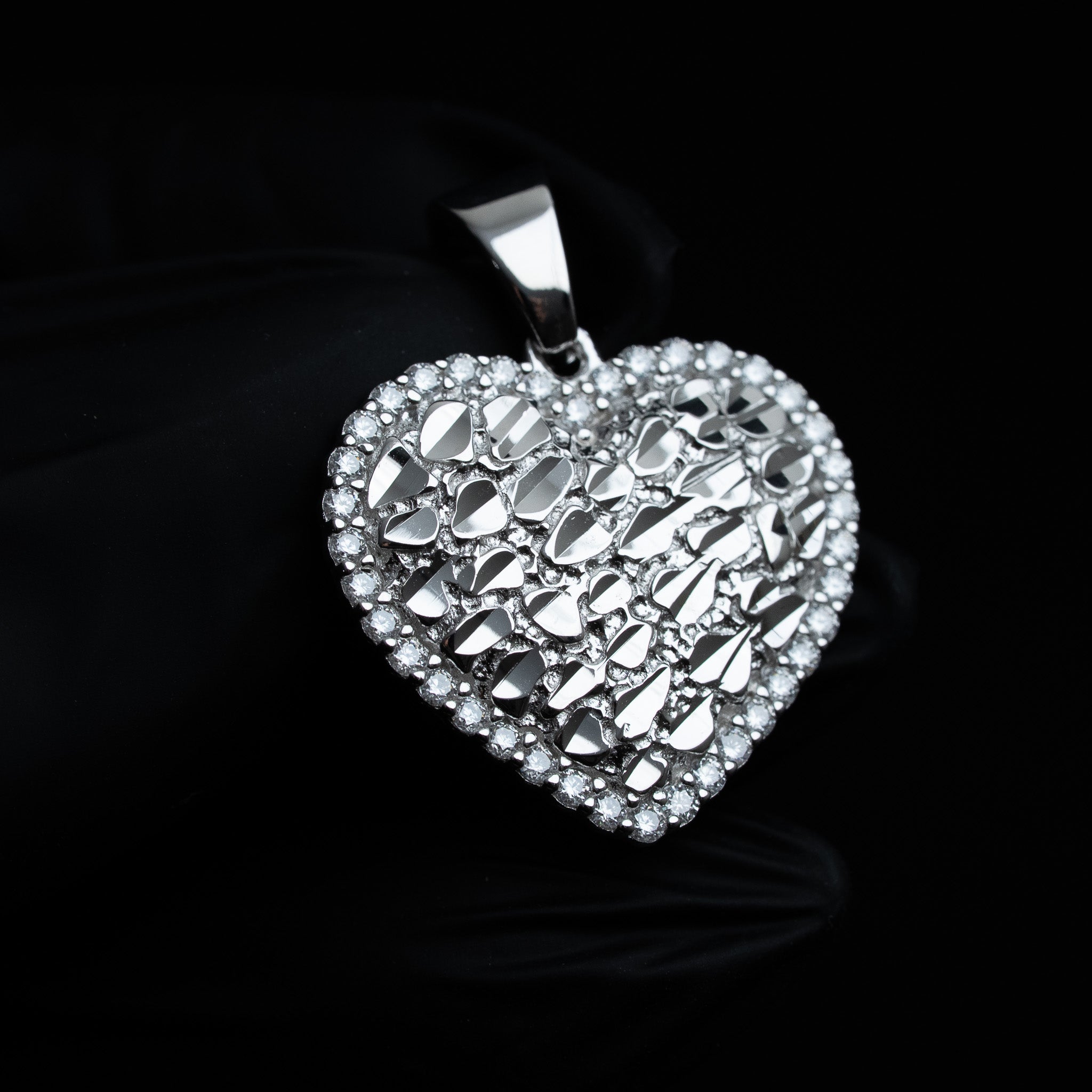 Moissanite Nugget Heart Pendant Solid 925 Sterling Silver