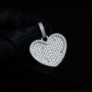 Moissanite Baguette Iced Out Large Heart Pendant 925 Sterling Silver