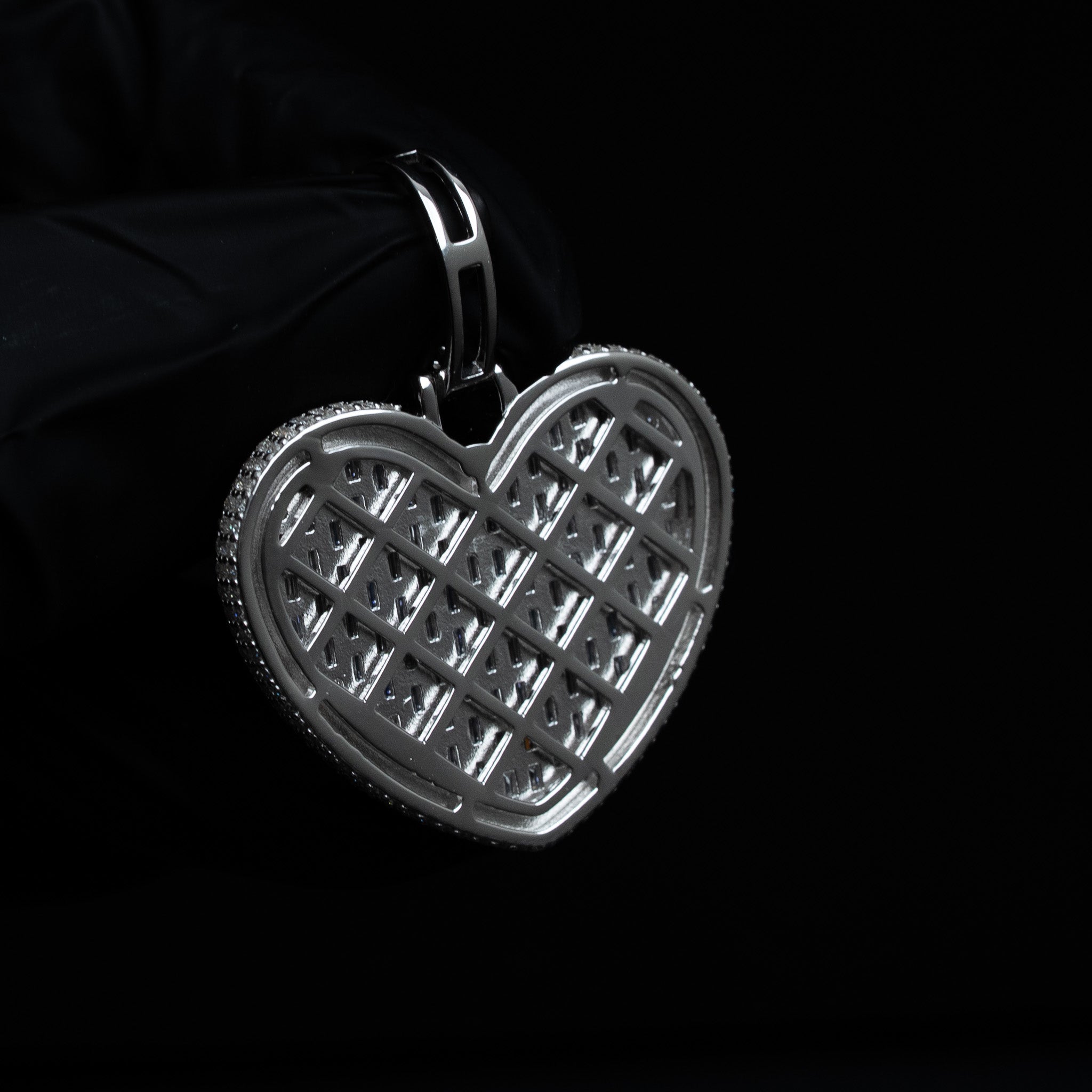 Moissanite Baguette Iced Out Large Heart Pendant 925 Sterling Silver