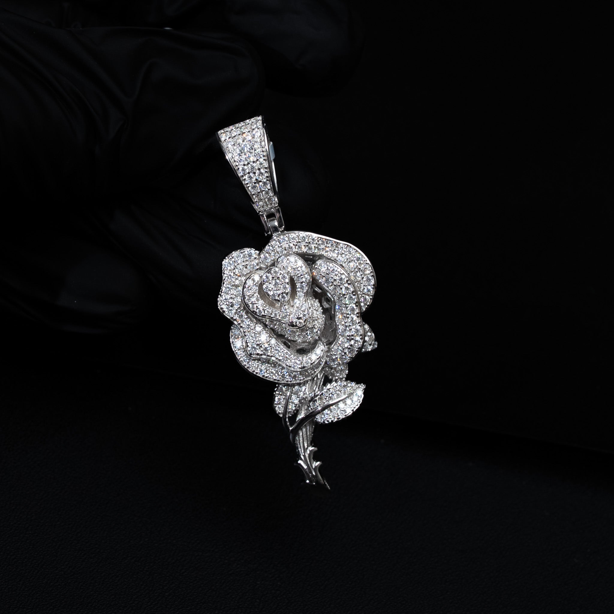 Moissanite Rose Pendant 925 Sterling Silver