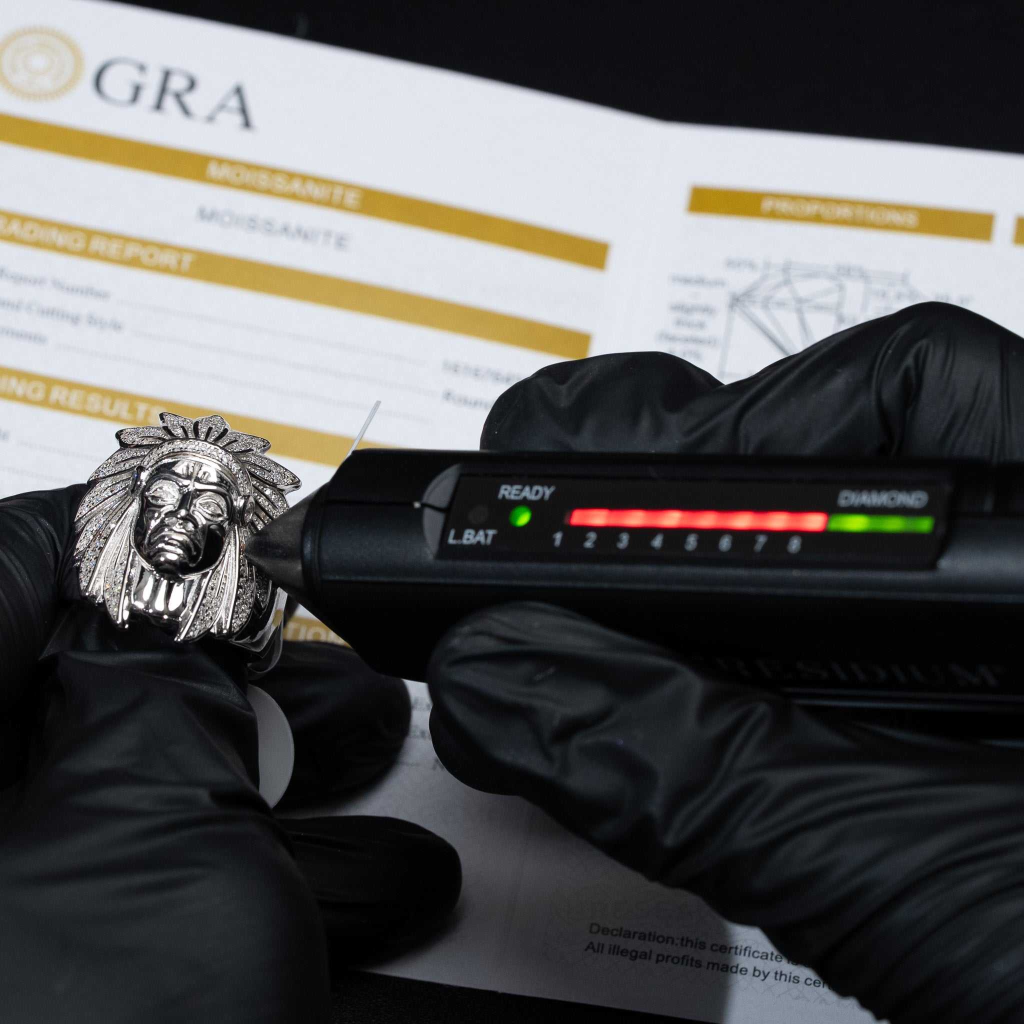 Moissanite Native American Indian Warrior Statement Ring 925 Sterling Silver