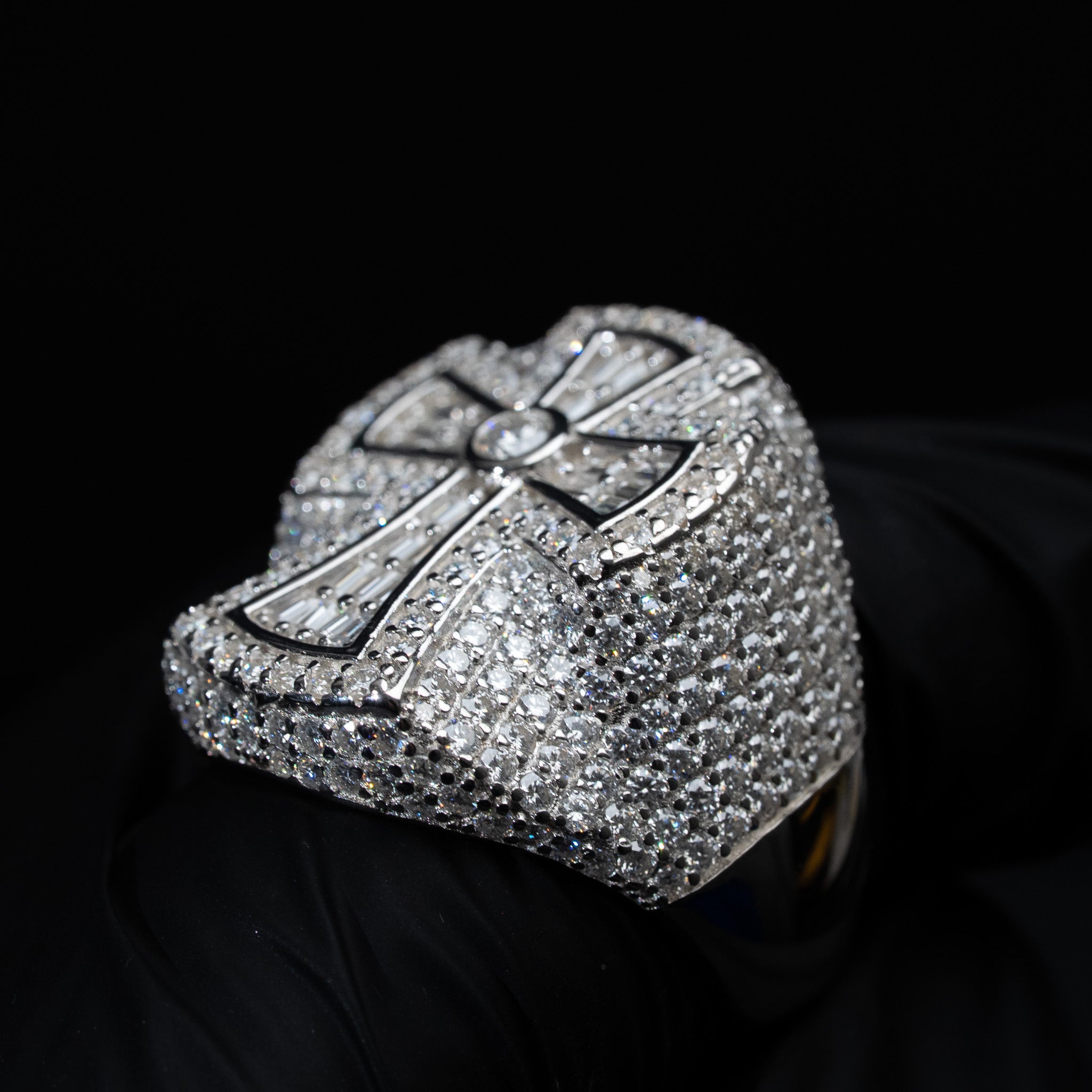 Moissanite Baguette Cross Ring in 925 Sterling Silver