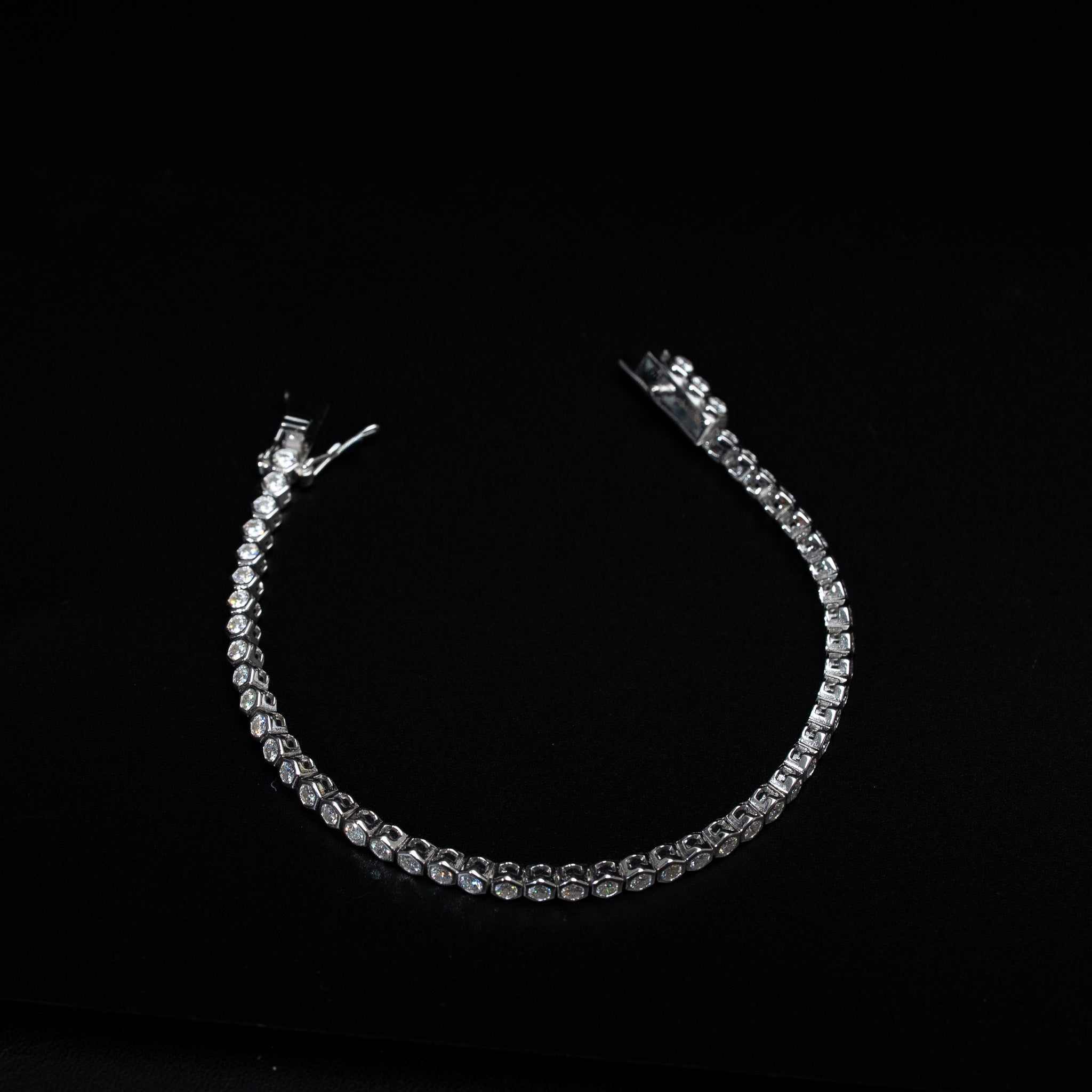 Moissanite Hexagon Bezel Tennis Bracelet 925 Sterling Silver