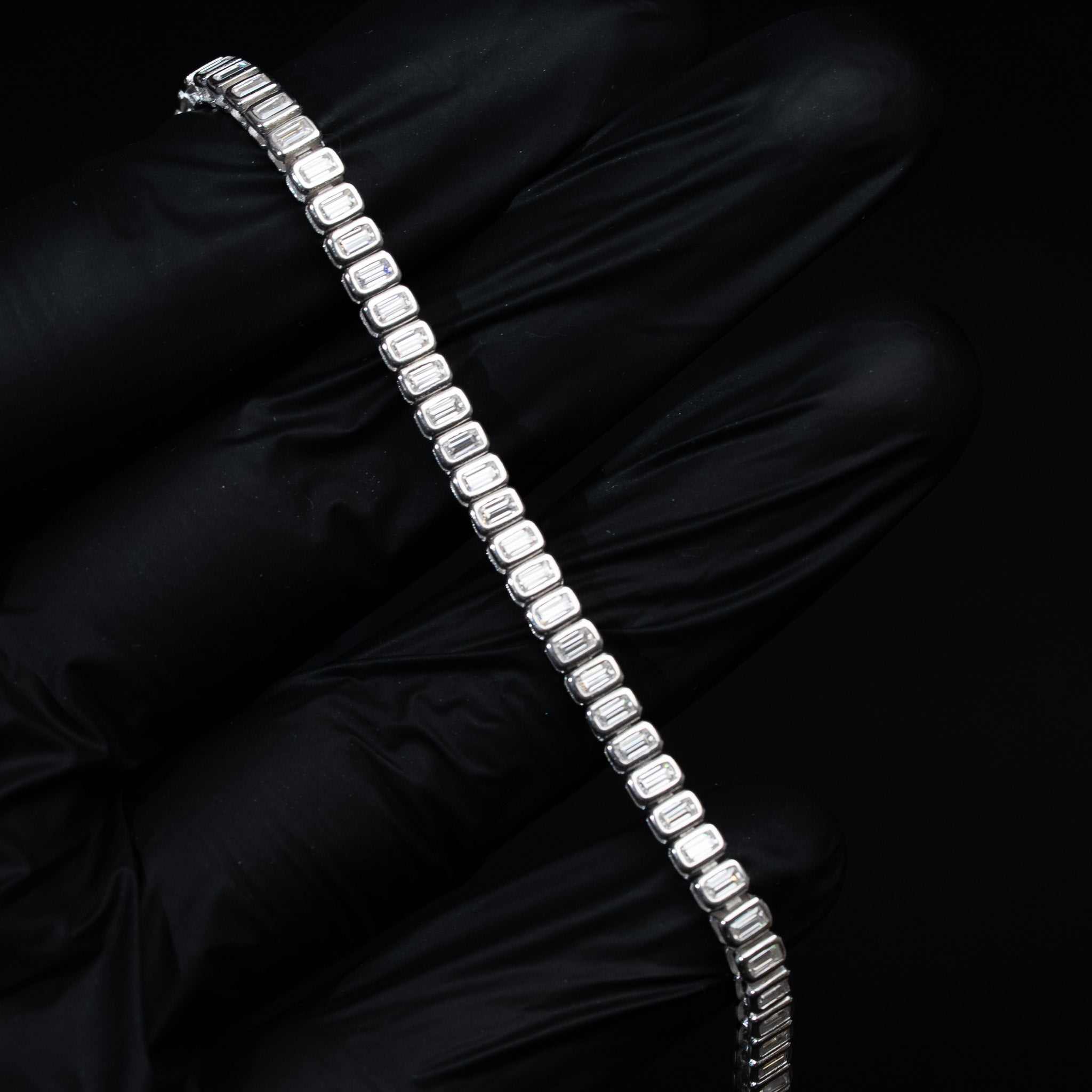 Moissanite Emerald Cut Tennis Bracelet 925 Sterling Silver