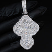 Moissanite Iced Round Baugette Cross Pendant 925 Sterling Silver - 3 sizes