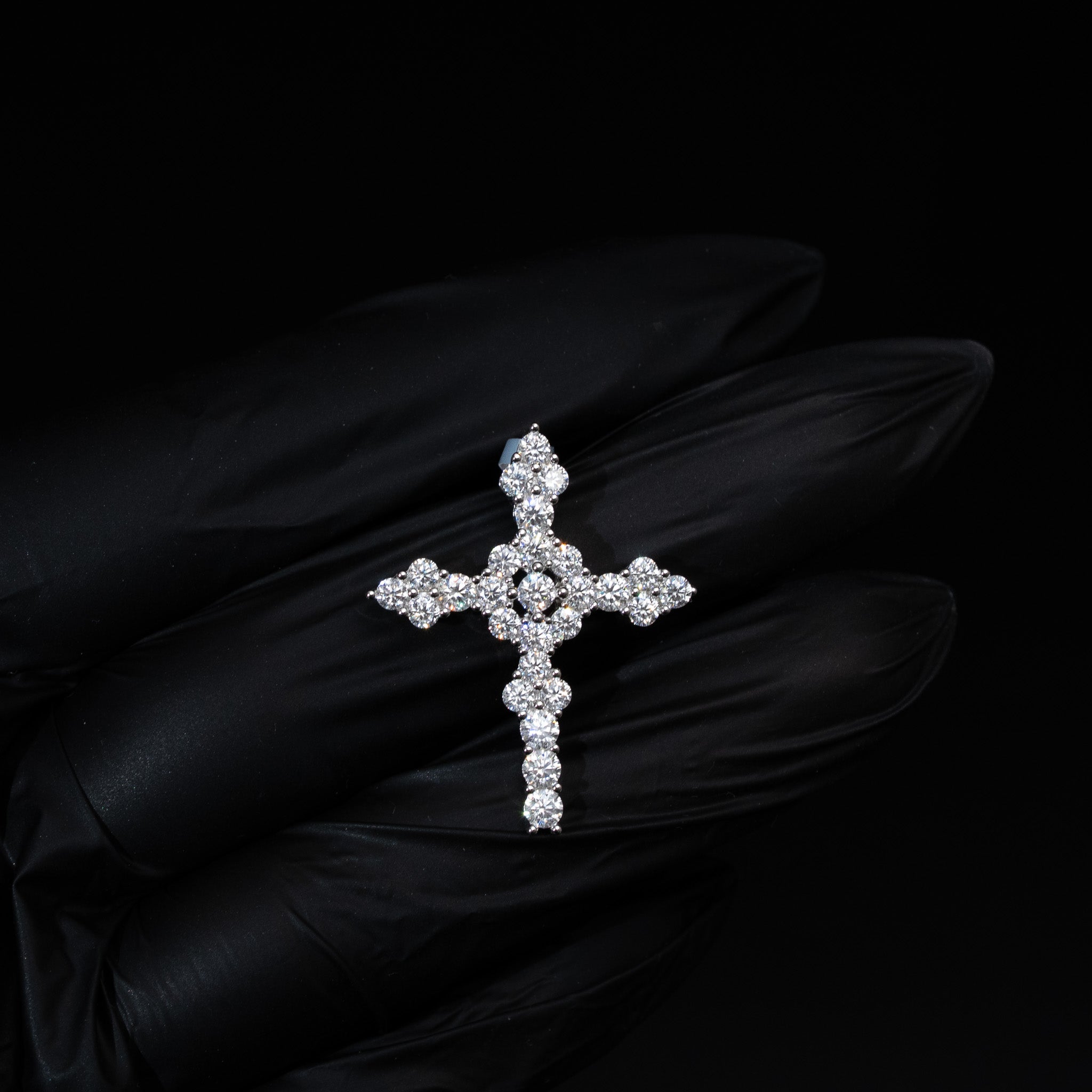 Moissanite Clustered Cross Pendant 925 Sterling Silver