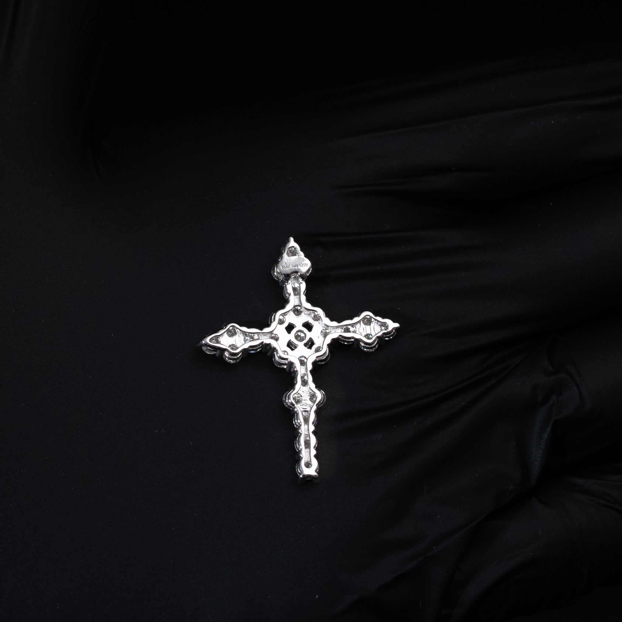 Moissanite Clustered Cross Pendant 925 Sterling Silver