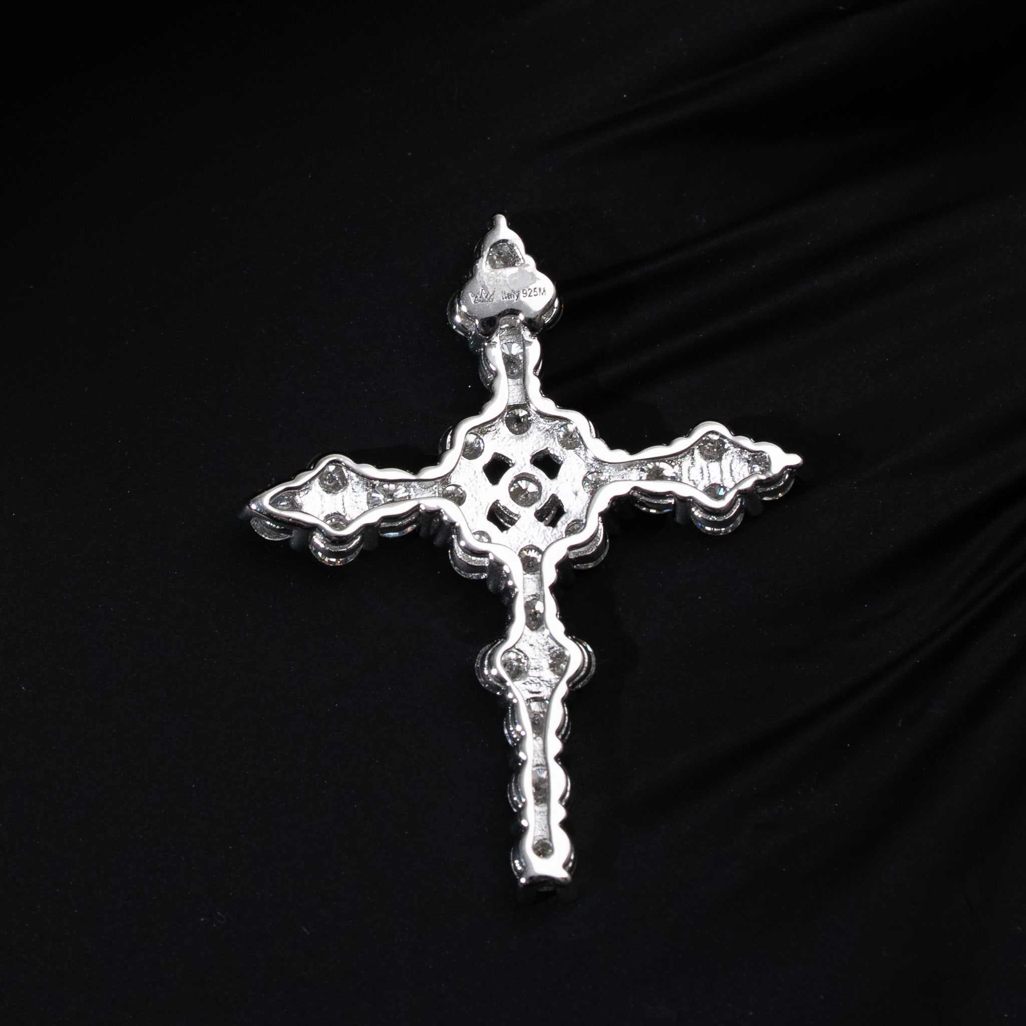 Moissanite Clustered Cross Pendant 925 Sterling Silver