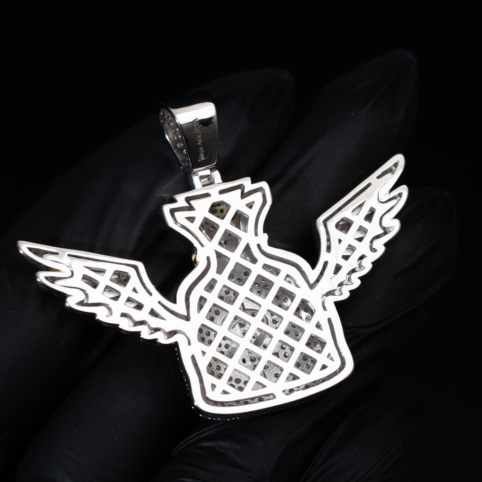 Moissanite Two Tone Money Bag Pendant 925 Sterling Silver