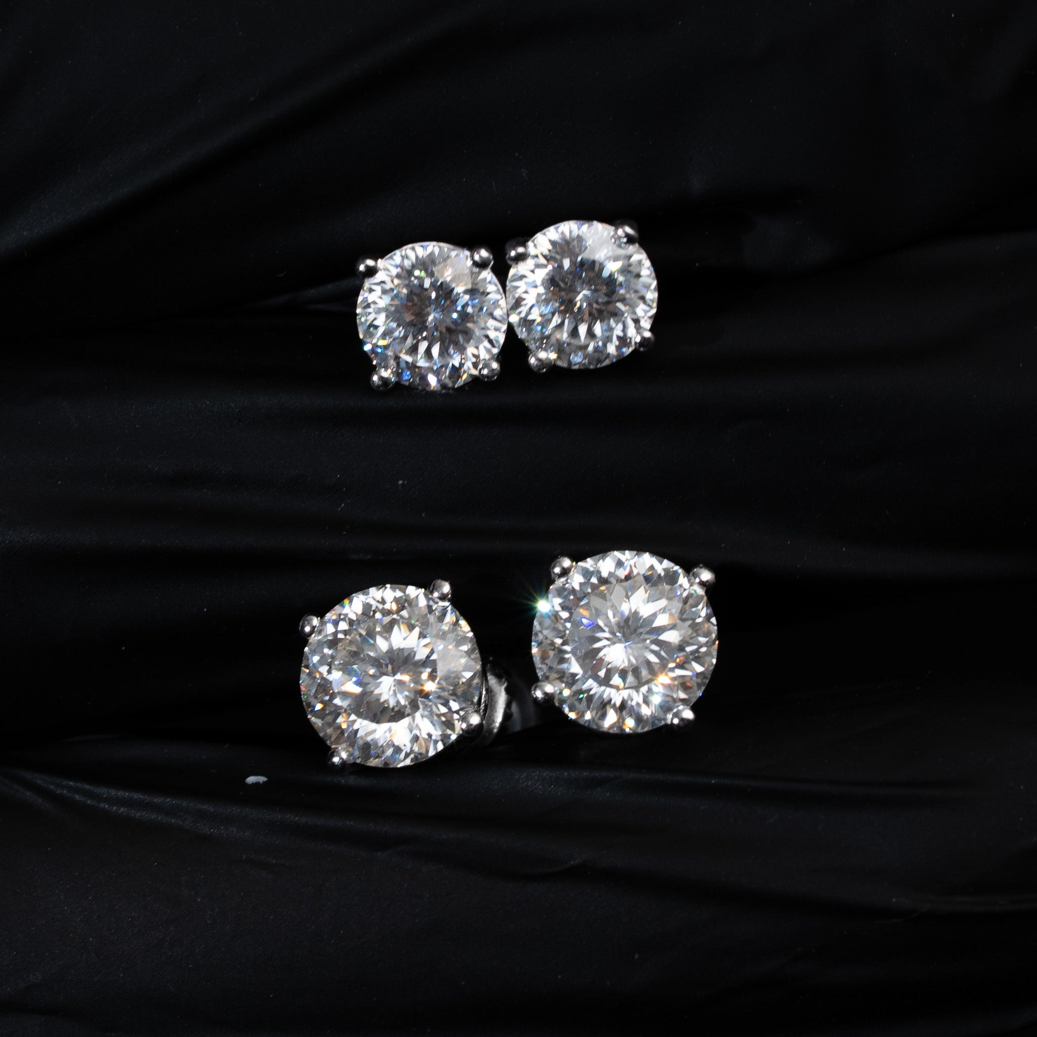 Portuguese Cut Moissanite Stud Earrings 925 Sterling Silver Screwback