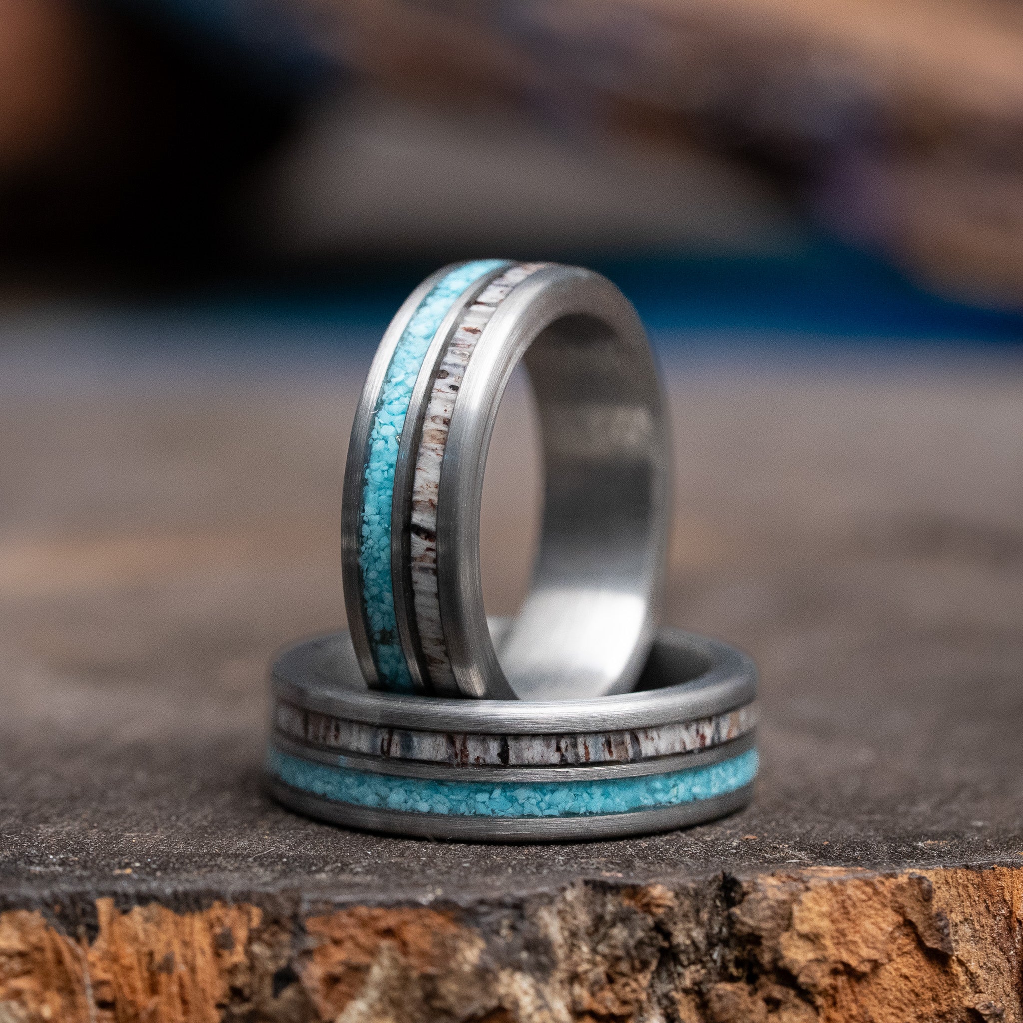 Antler x Turquoise 6mm Tungsten Carbide Ring