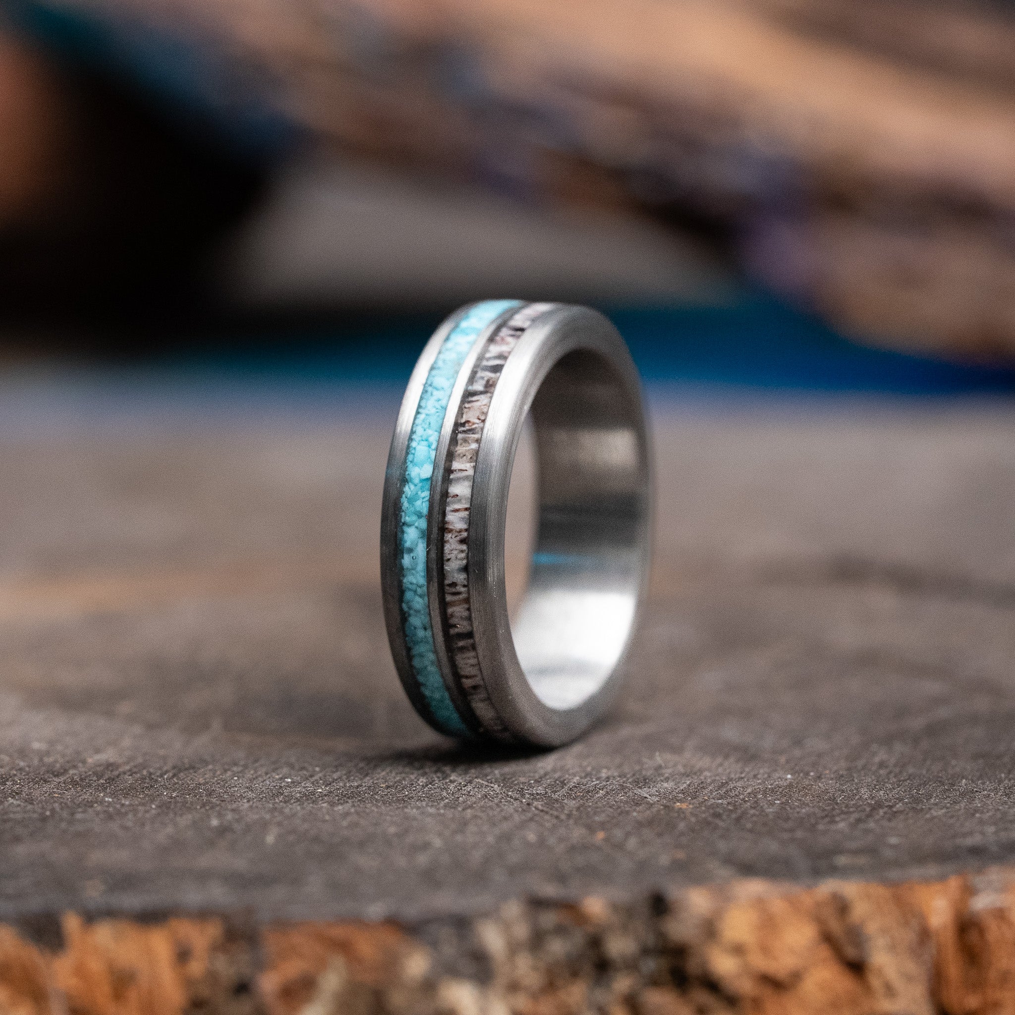 Antler x Turquoise 6mm Tungsten Carbide Ring