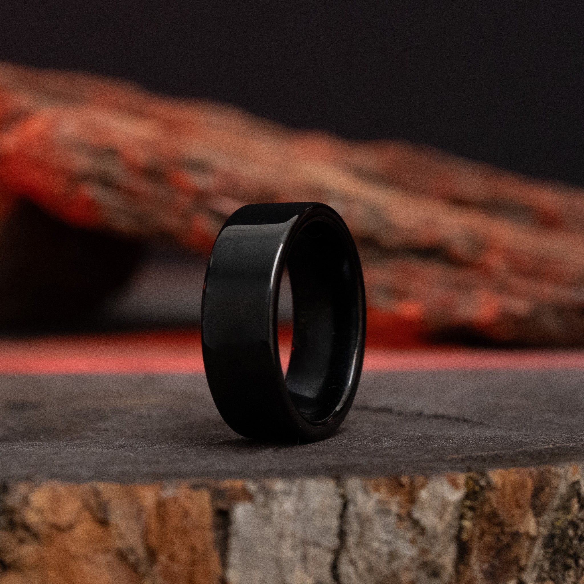 Black Smooth Flat Solid Tungsten Carbide Ring