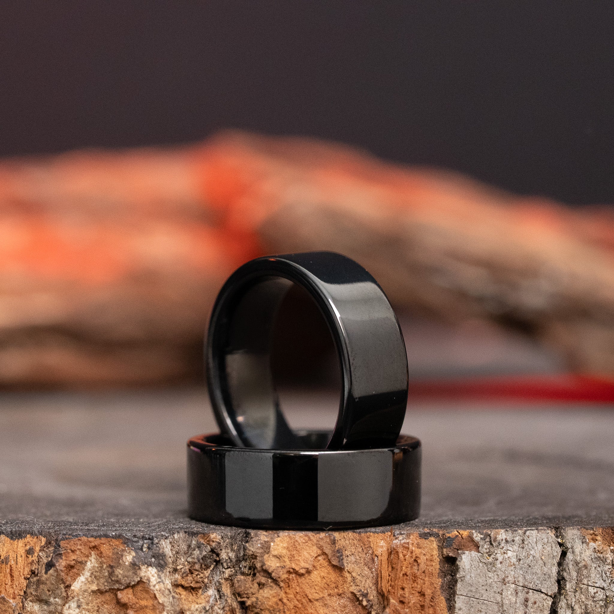 Black Smooth Flat Solid Tungsten Carbide Ring