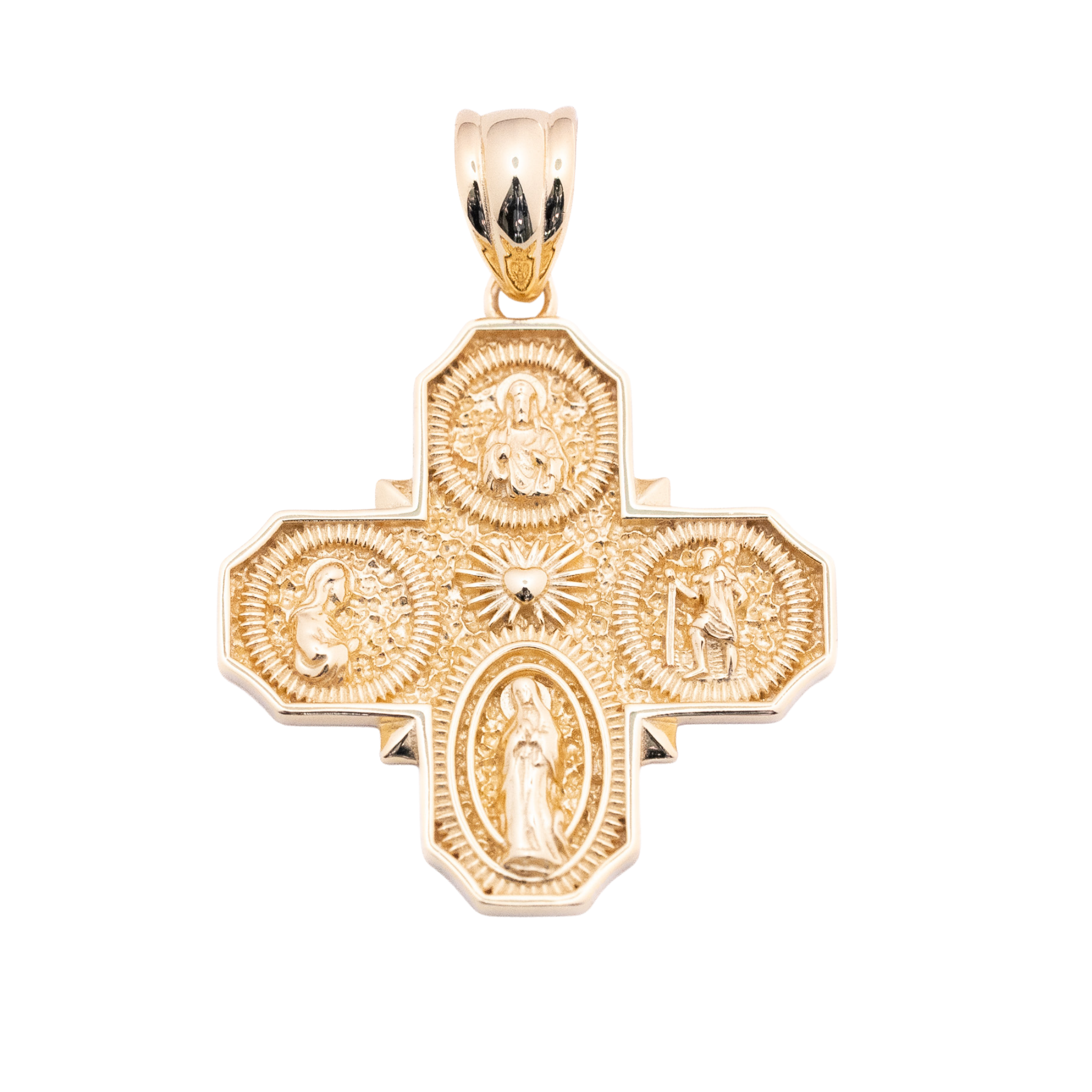 Four Way Cartholic Cross Pendant in 925 Sterling Silver