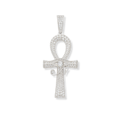 Moissanite Evil Eye Ankh Cross Pendant 925 Sterling Silver