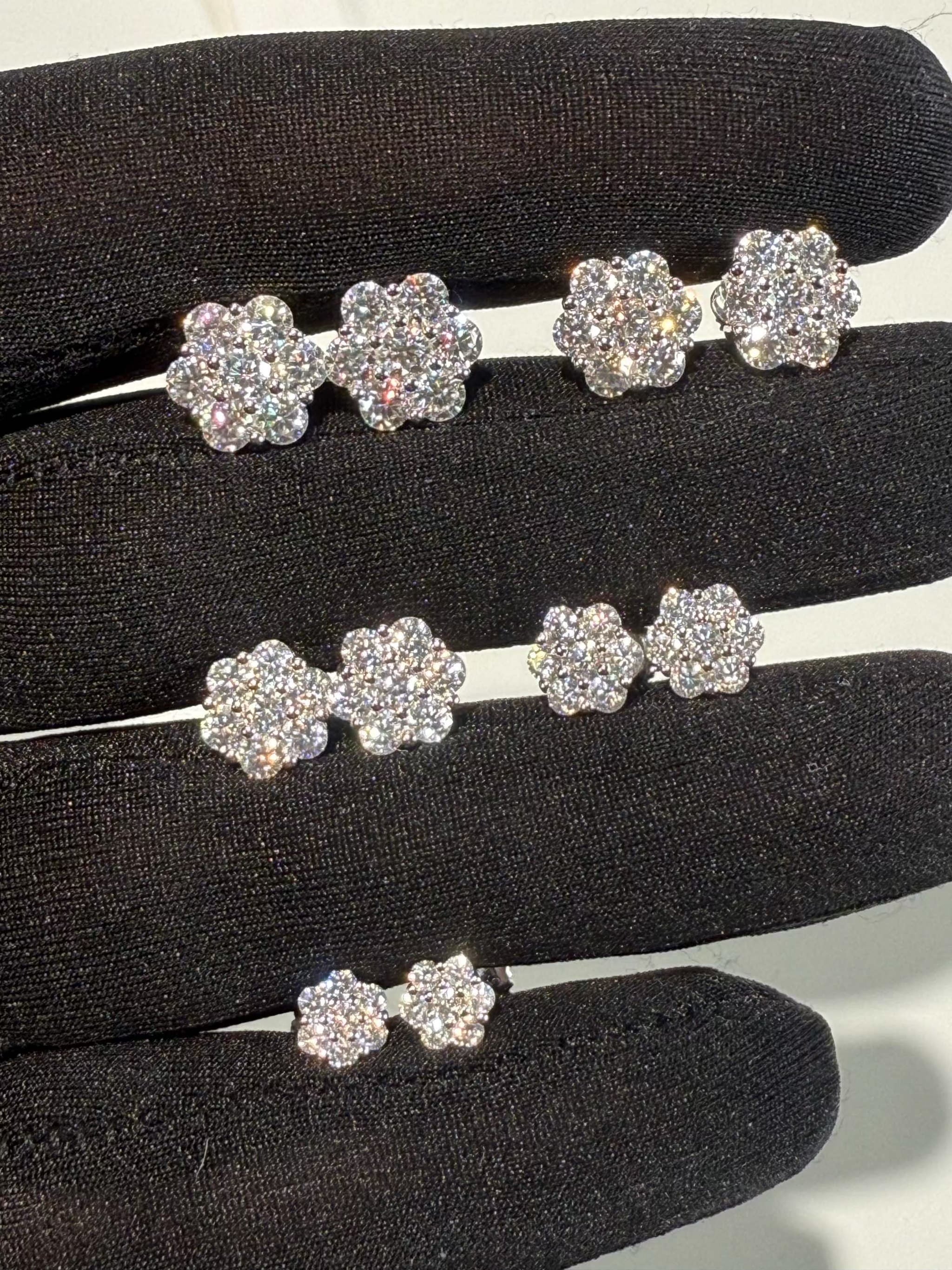 Moissanite Stud Cluster Flower Earrings 925 Sterling Silver 6-10mm VVS
