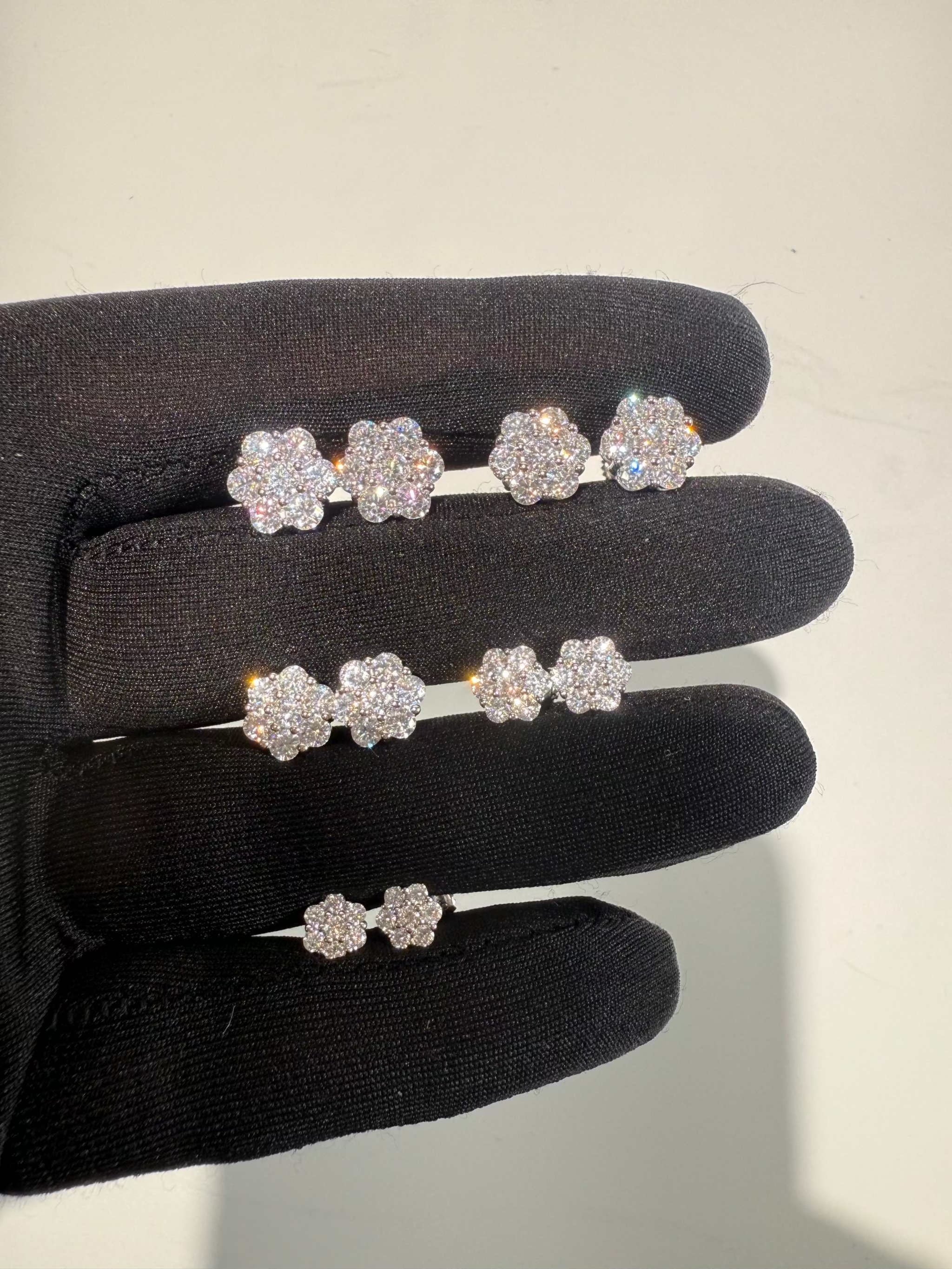 Moissanite Stud Cluster Flower Earrings 925 Sterling Silver 6-10mm VVS