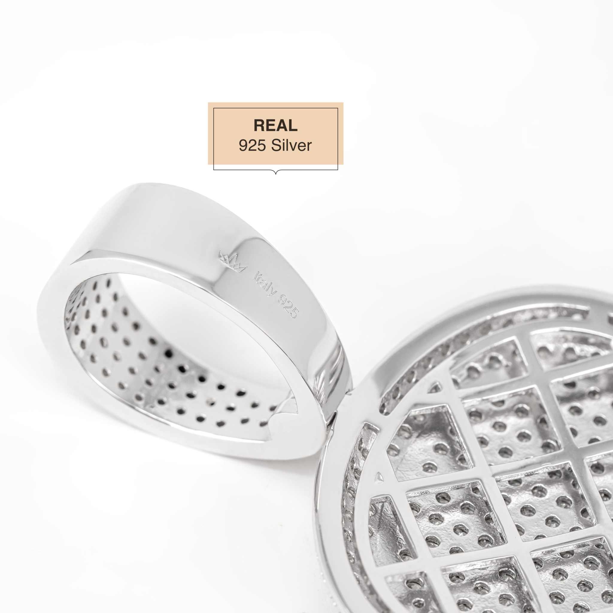Hand of God Hamsa Pendant in 925 sterling silver with CZ stones, symbolizing protection.