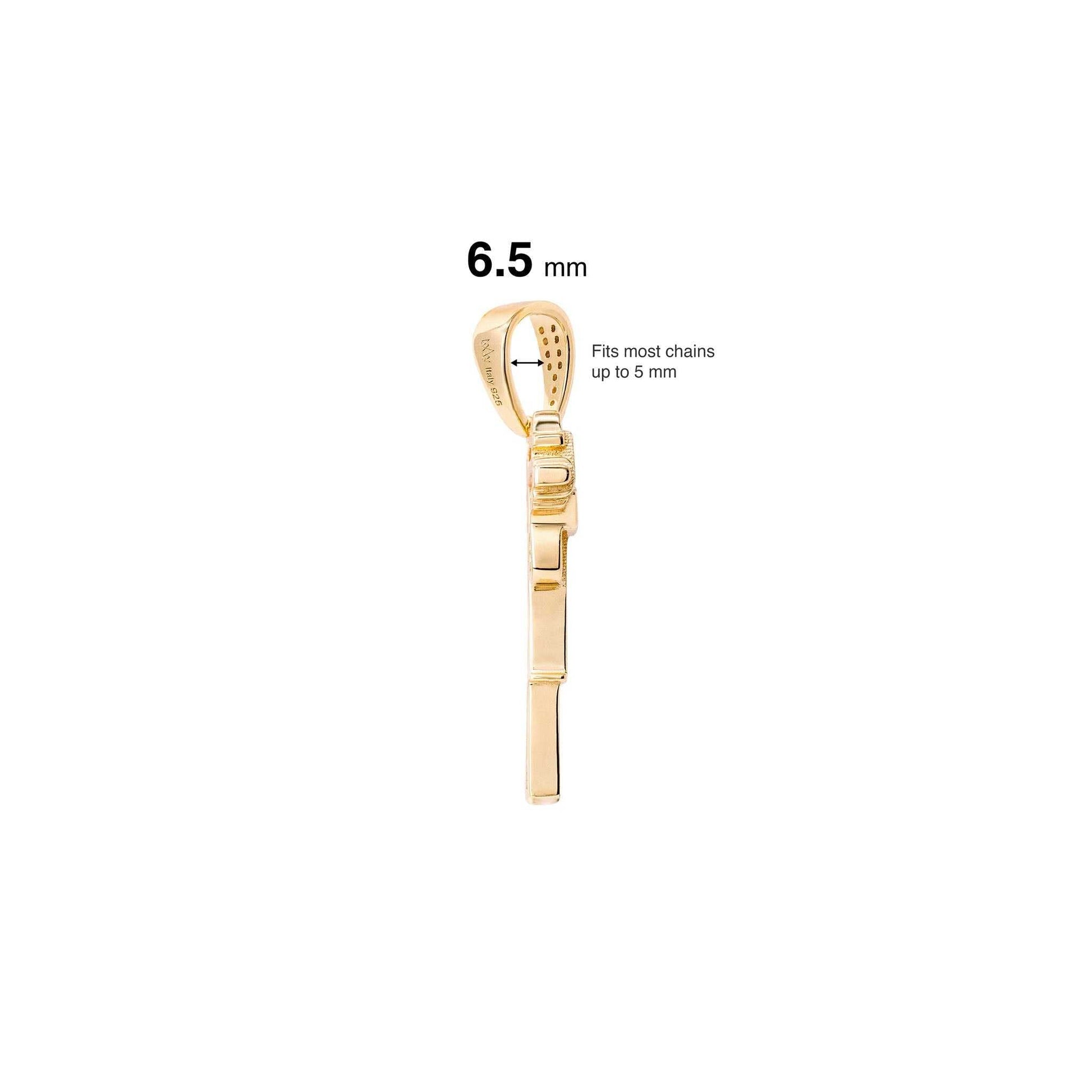 Uzi Pendant in gold-plated finish, designed to fit chains up to 4mm.