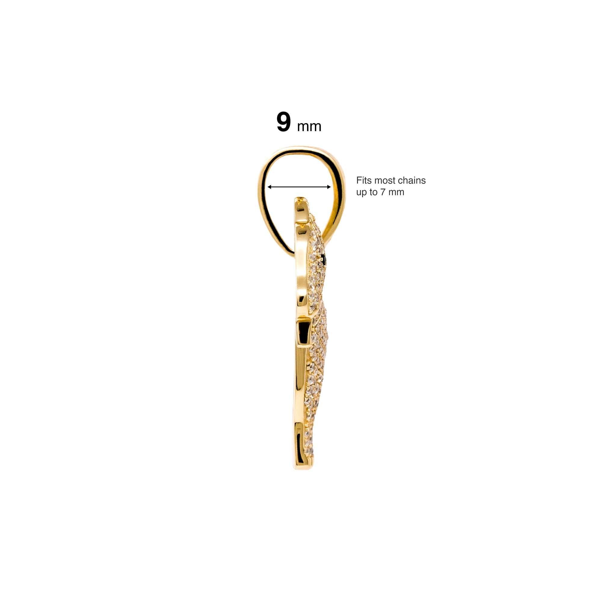 GOAT Pendant in gold plating, side view, fits chains up to 6mm.