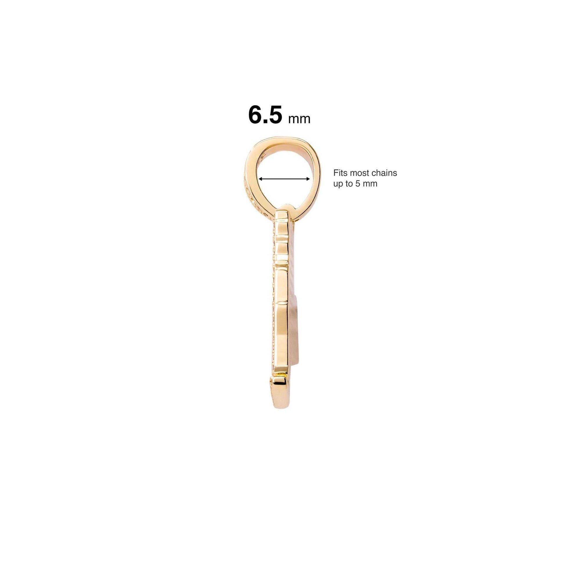 York Pendant side view fitting measurements, crafted in solid 925 sterling silver with 14k gold option.